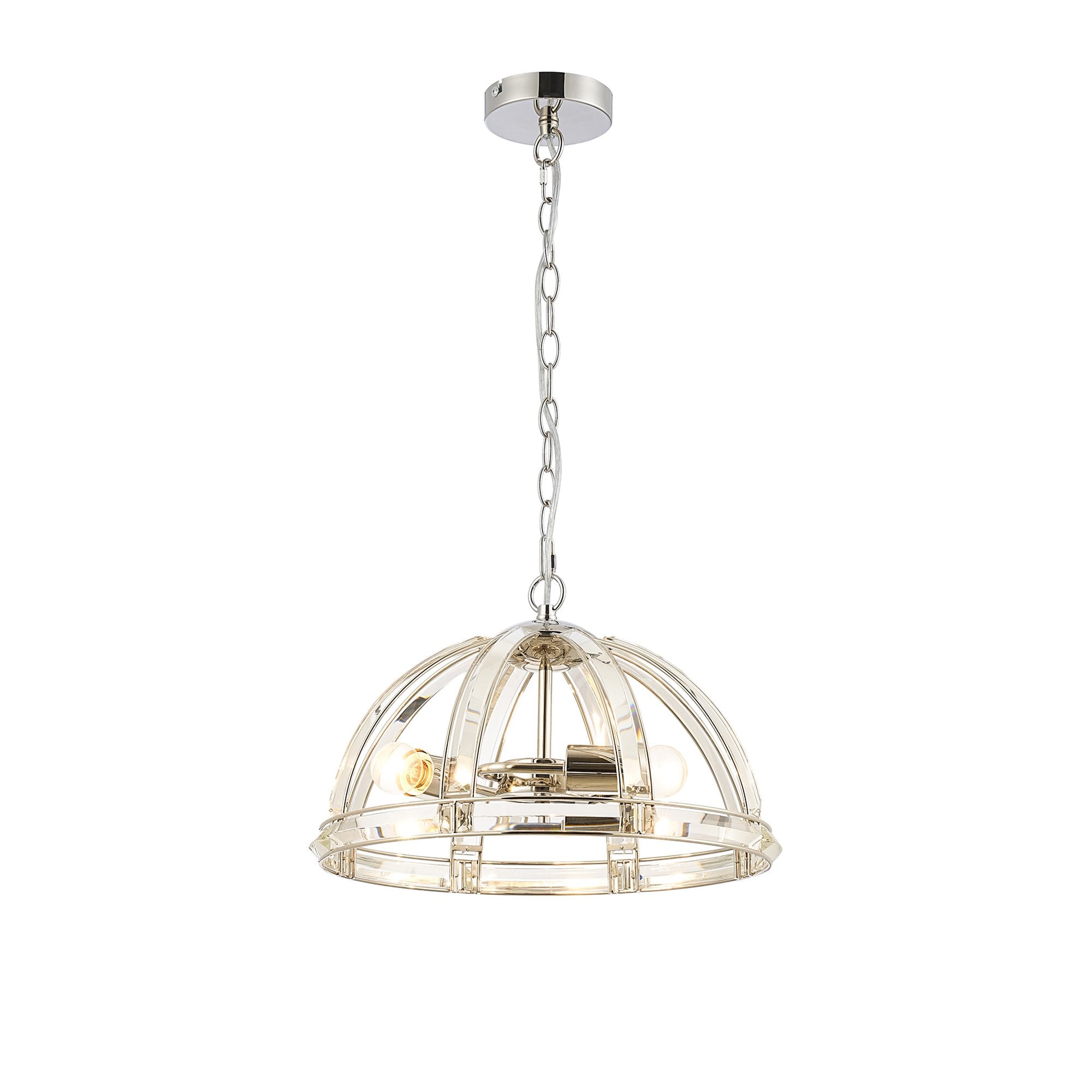 Fabula Woodford Medium 3 Light Dome Pendant - Polished Nickel