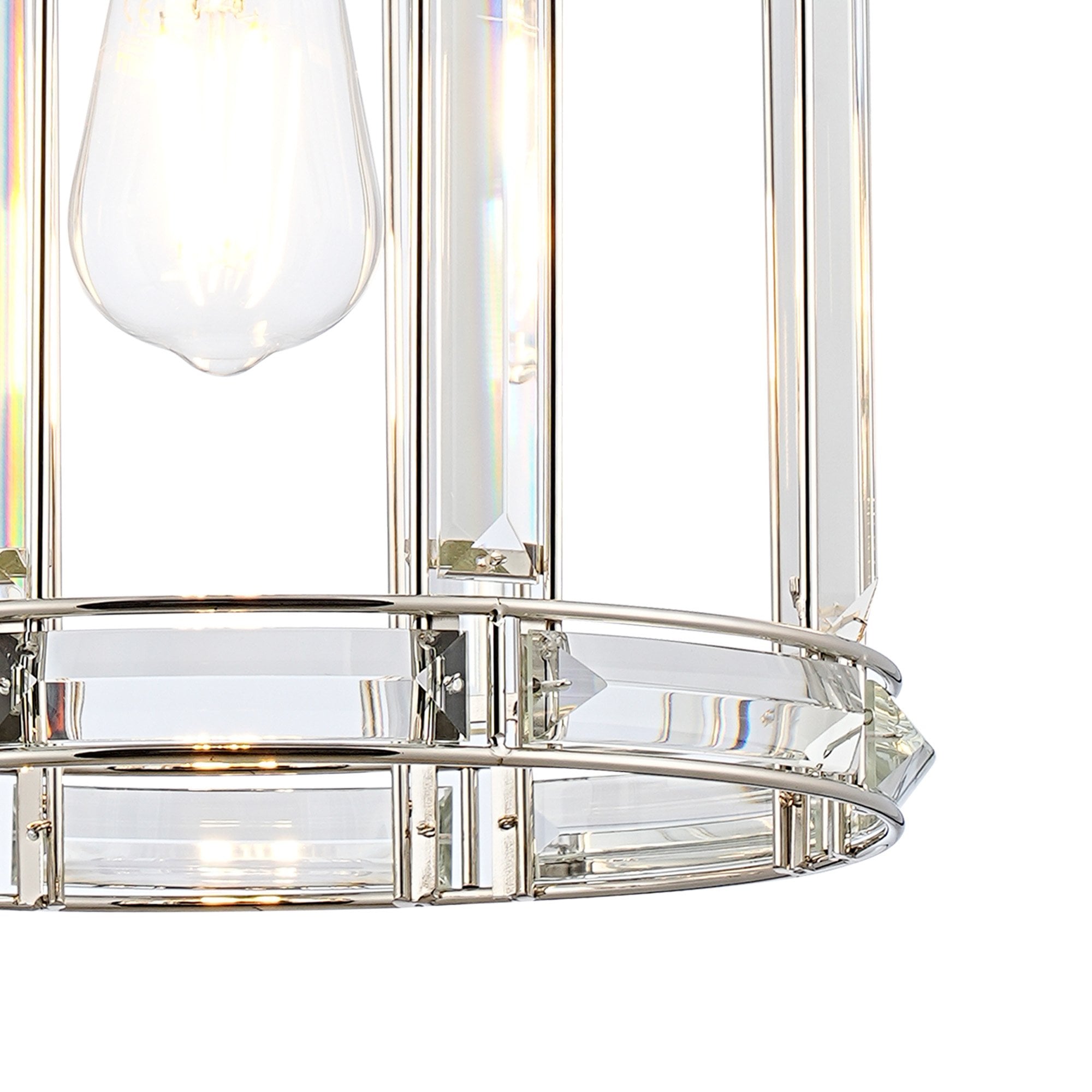 Fabula Woodford Single Round Drum Semi-Flush/Pendant - Polished Nickel