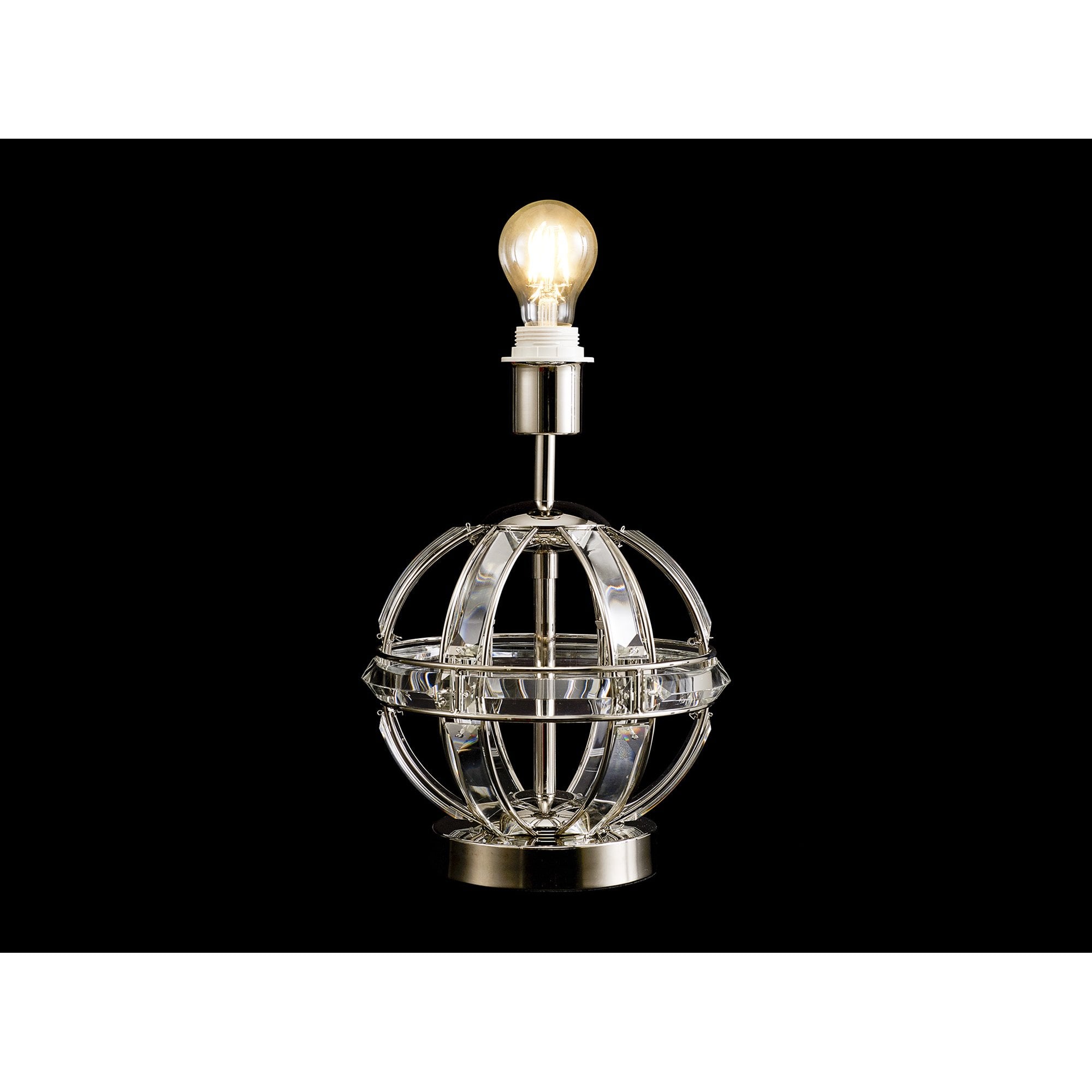 Fabula Woodford Single Round Table Lamp Base - Polished Nickel - Base Only