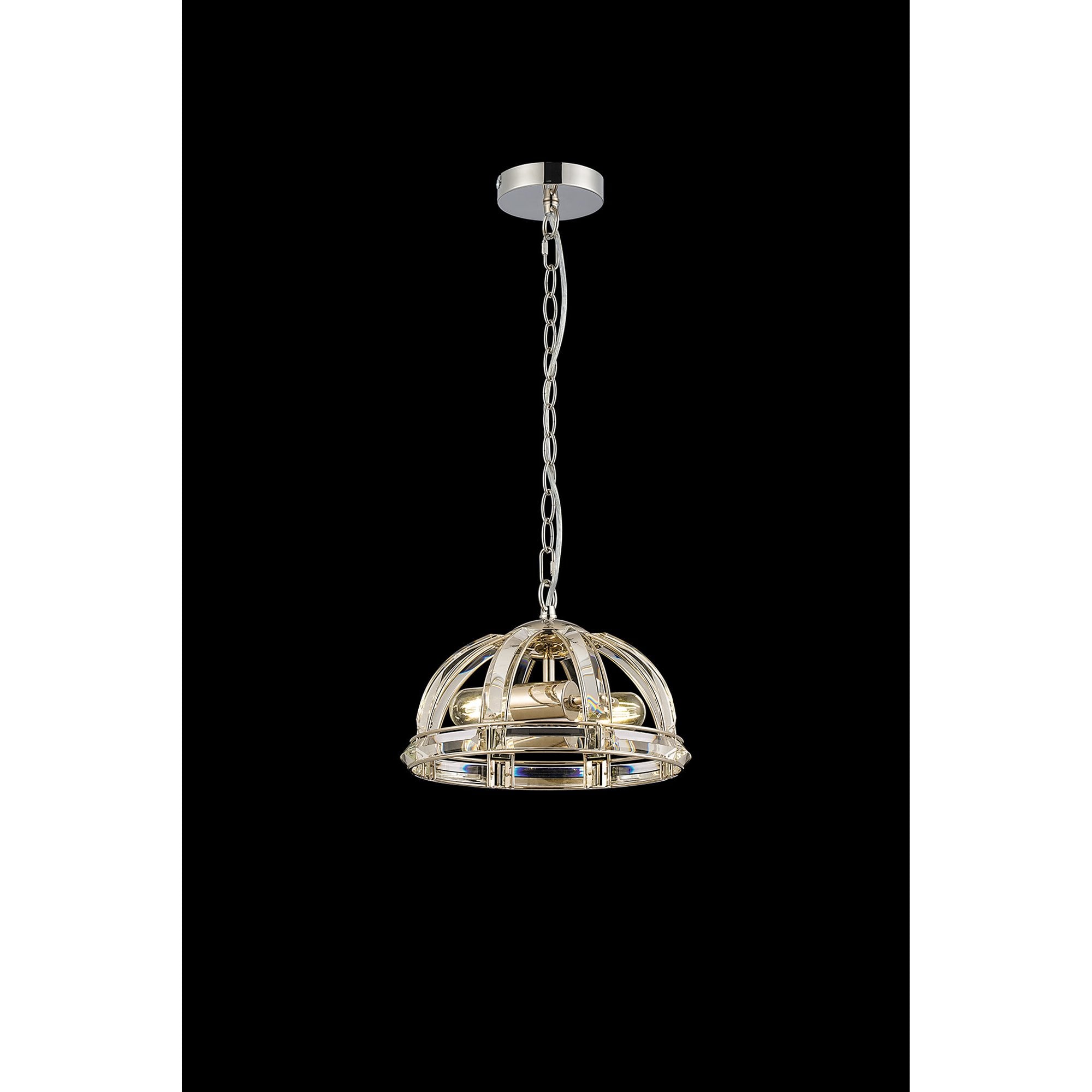 Fabula Woodford Small 2 Light Dome Pendant - Polished Nickel