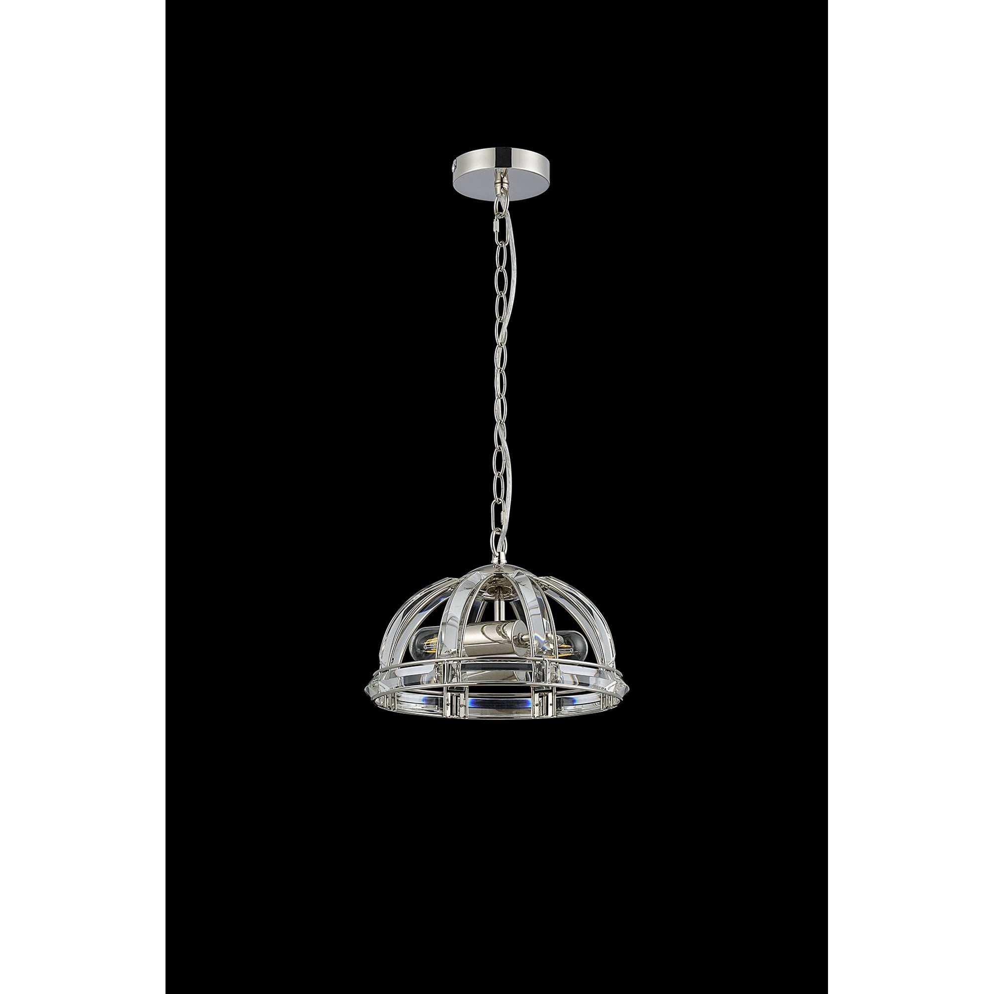 Fabula Woodford Small 2 Light Dome Pendant - Polished Nickel