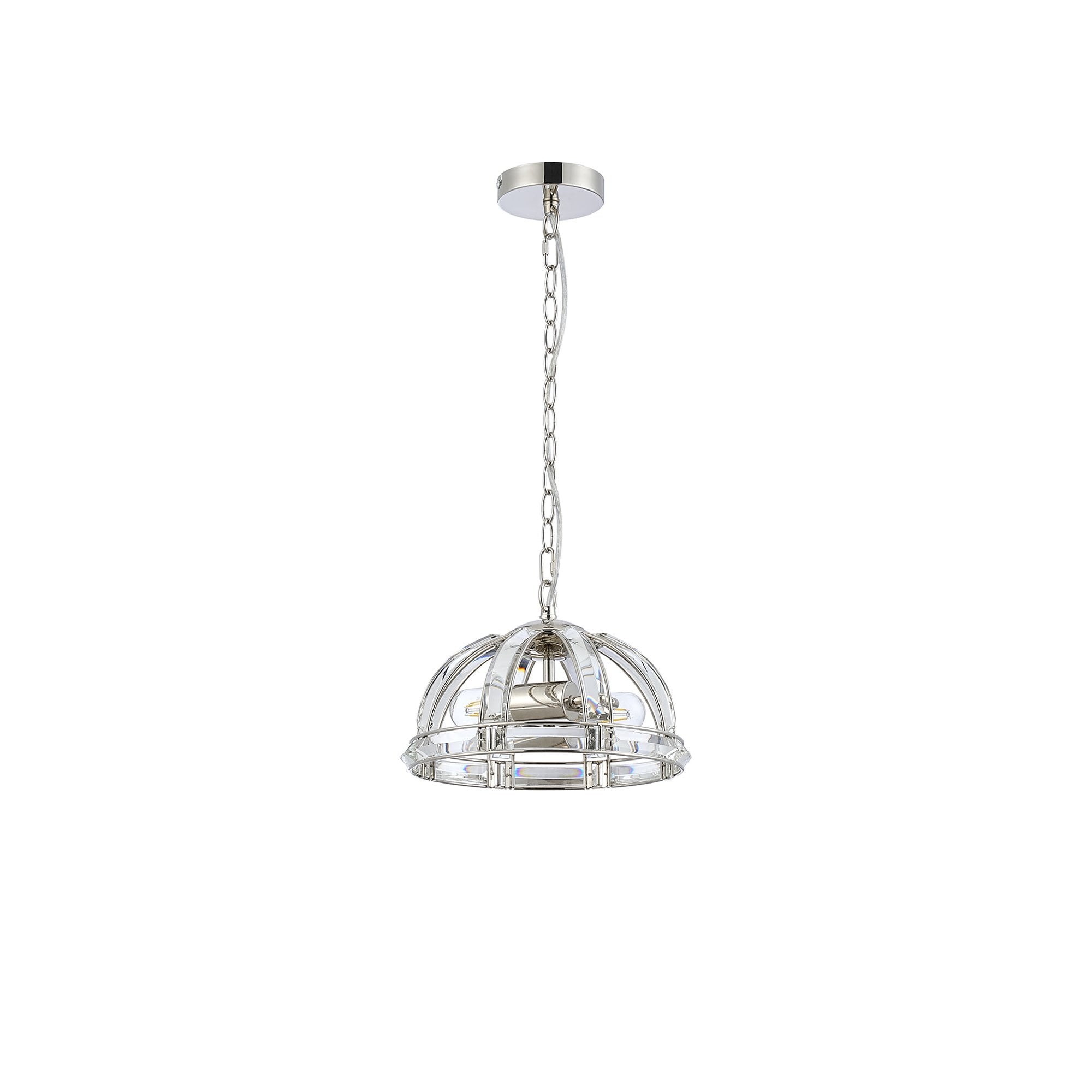 Fabula Woodford Small 2 Light Dome Pendant - Polished Nickel