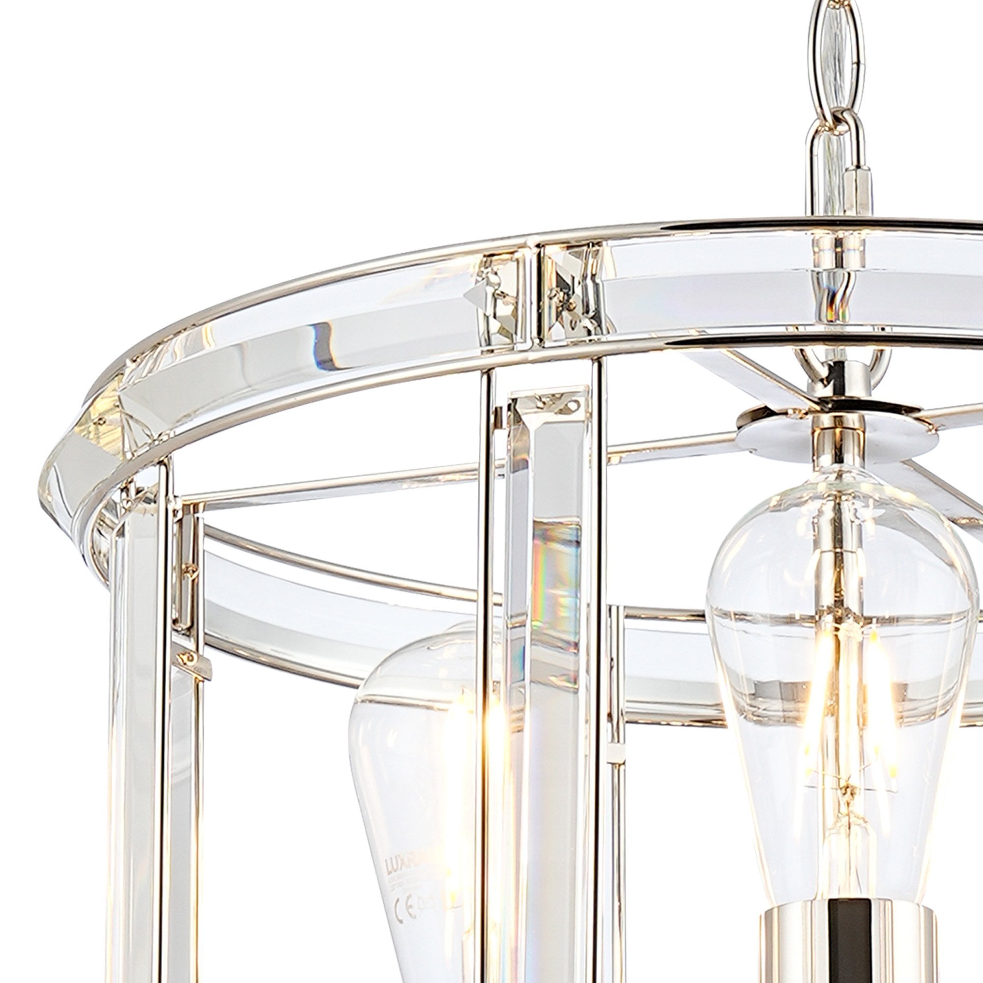 Fabula Woodford Small 6 Light Round Column Pendant - Polished Nickel