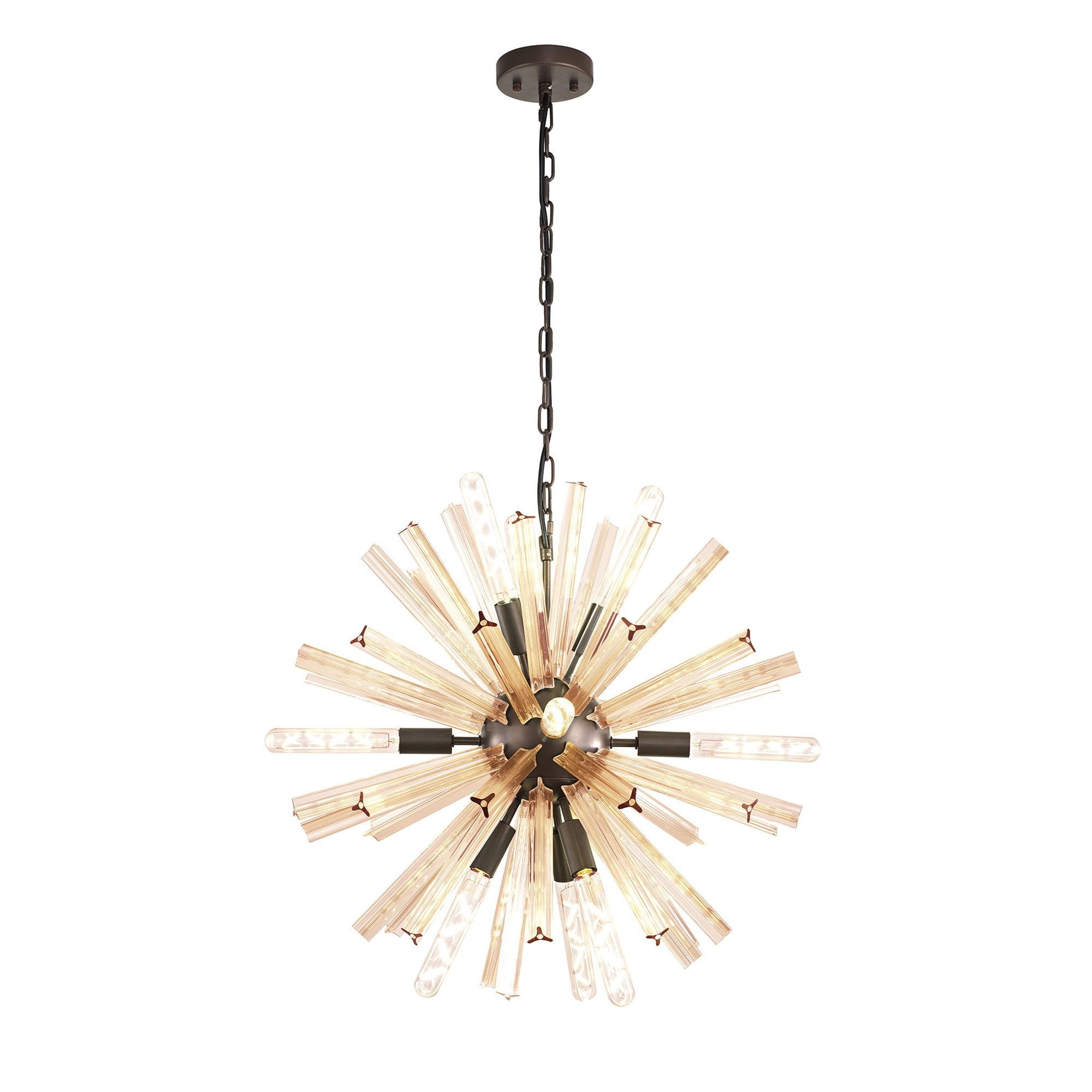 Fabula Wordworth 10 Light Round Pendant - Brown Oxide & Champagne Gold Glass
