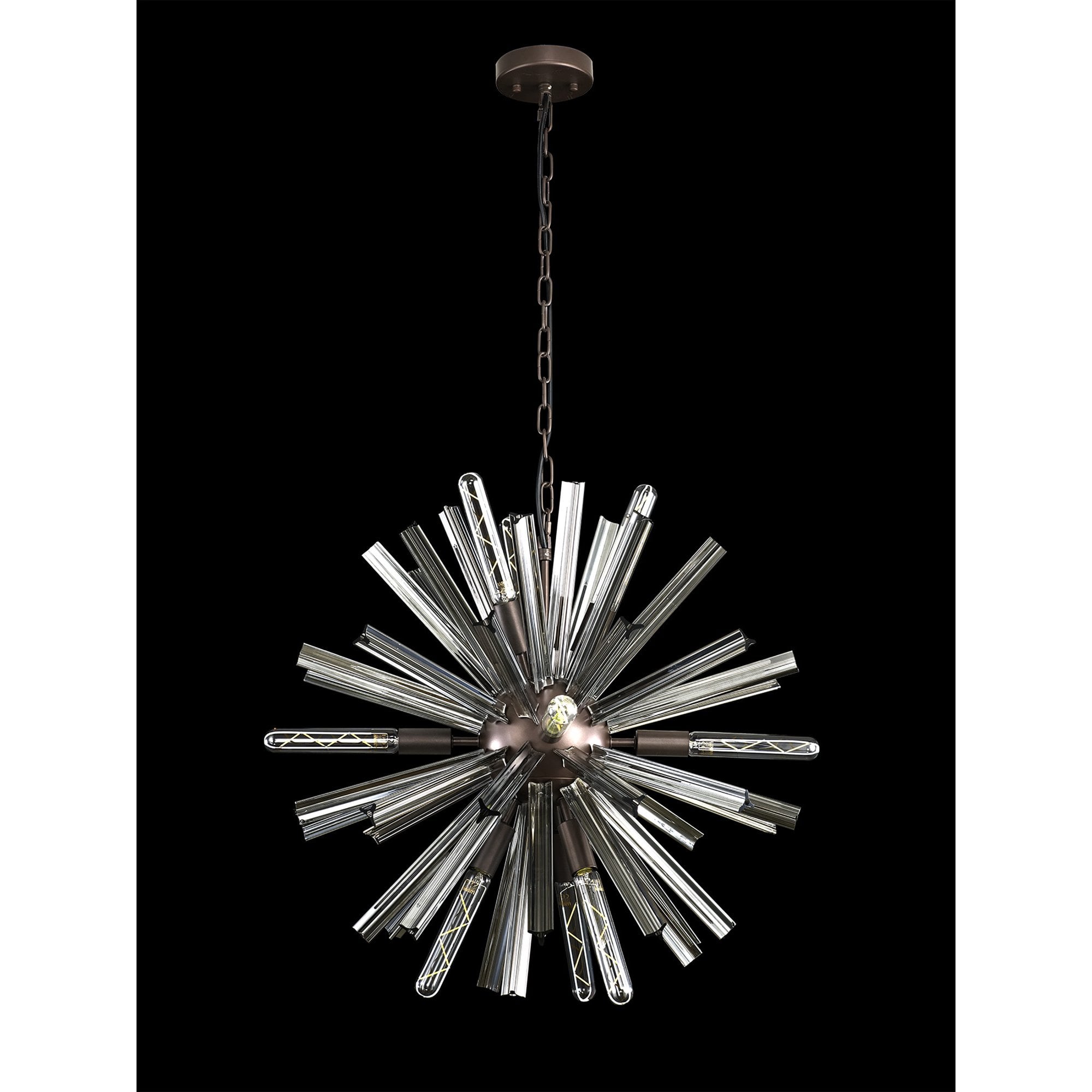 Fabula Wordworth 10 Light Round Pendant - Brown Oxide & Smoke Glass