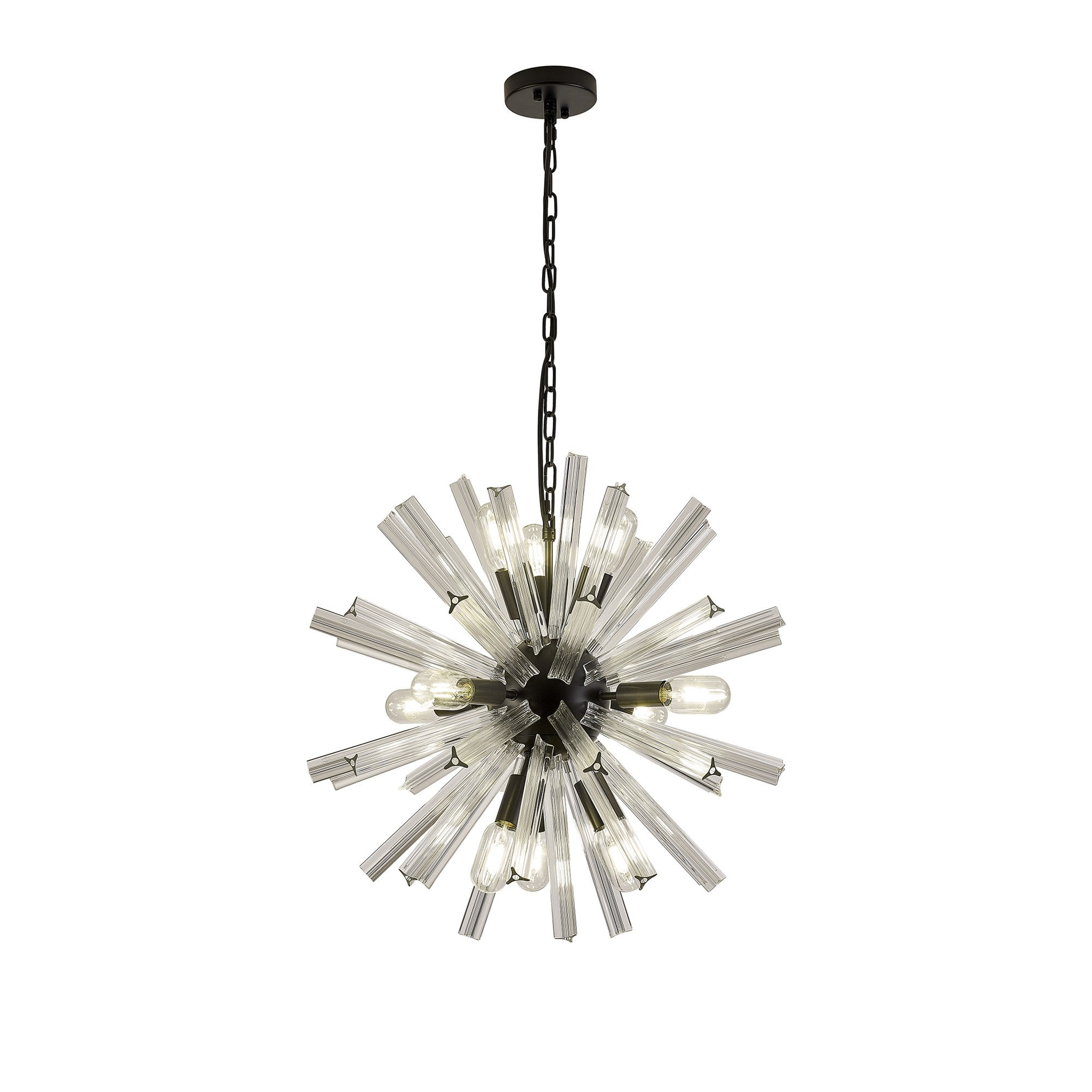 Fabula Wordworth 10 Light Round Pendant - Matt Black & Clear Glass