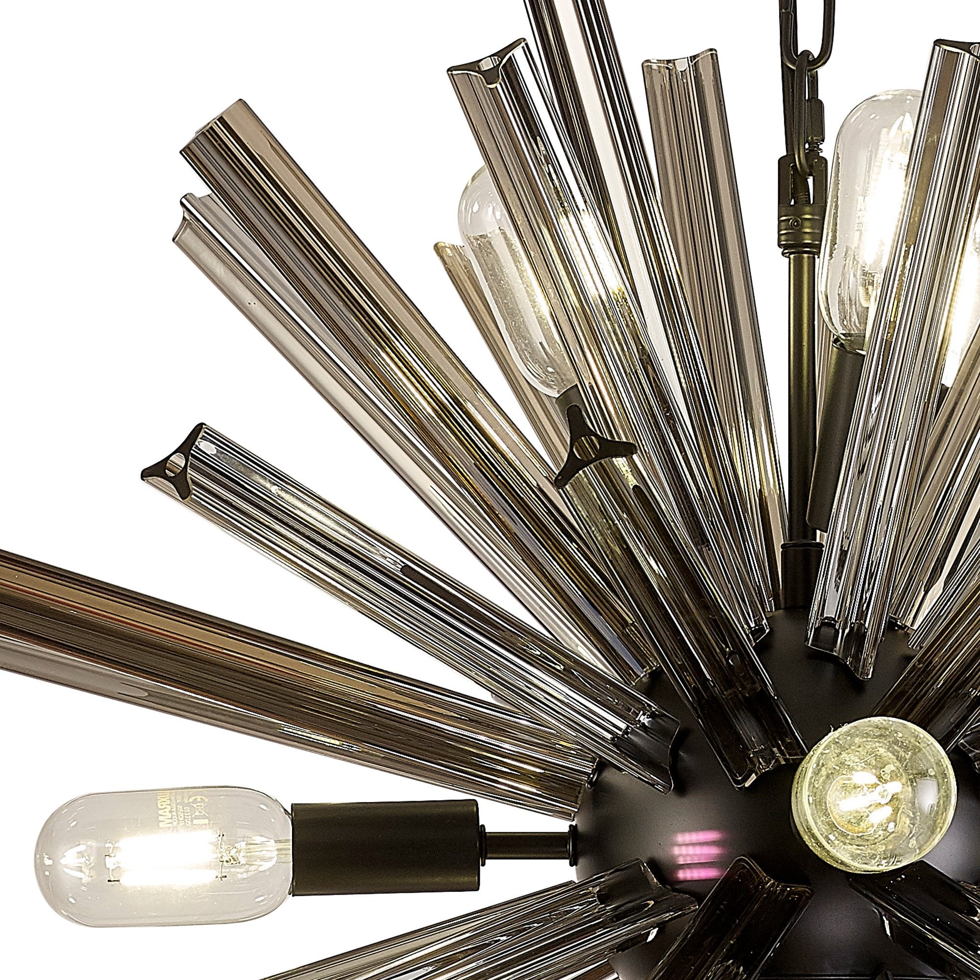 Fabula Wordworth 10 Light Round Pendant - Matt Black & Smoke Glass