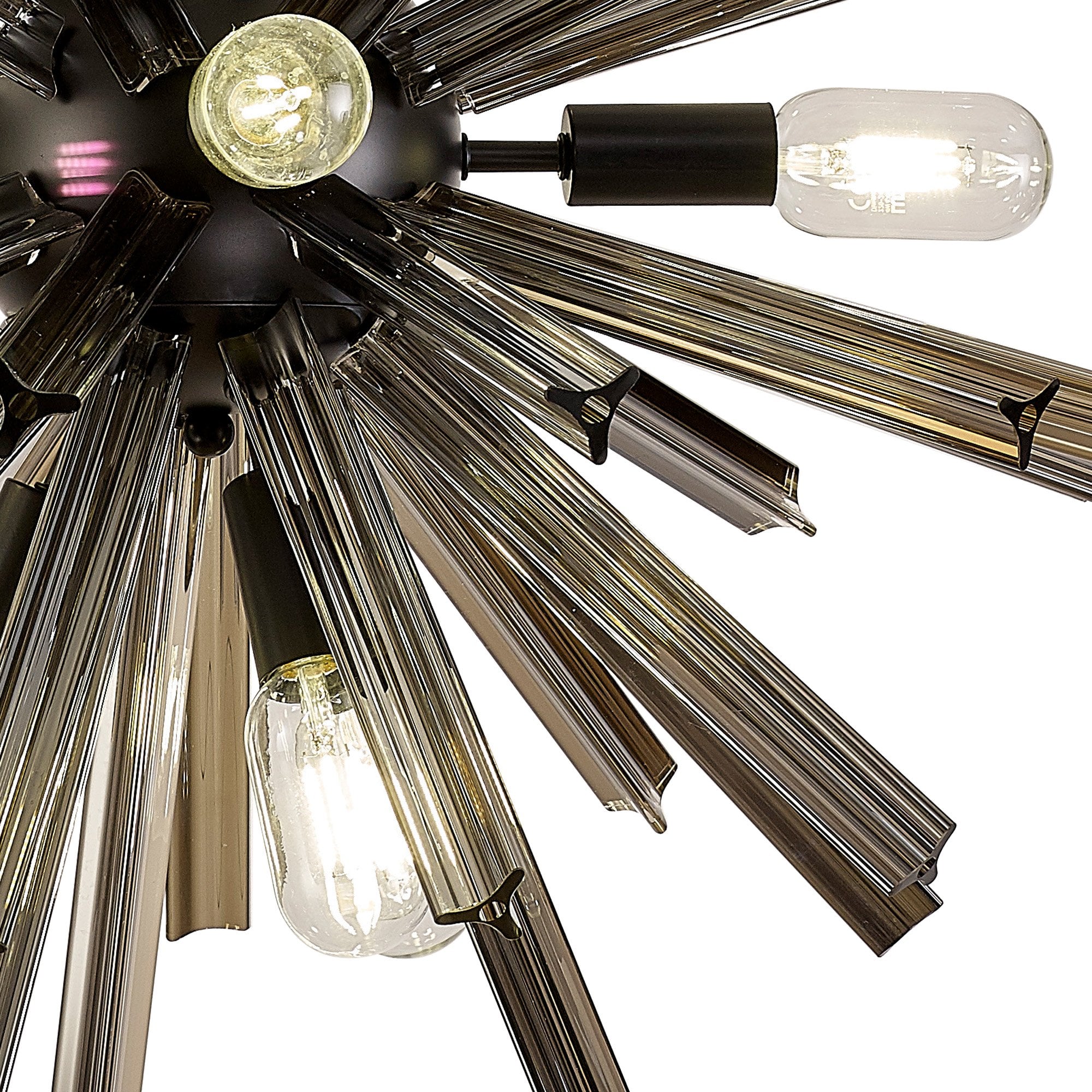 Fabula Wordworth 10 Light Round Pendant - Matt Black & Smoke Glass