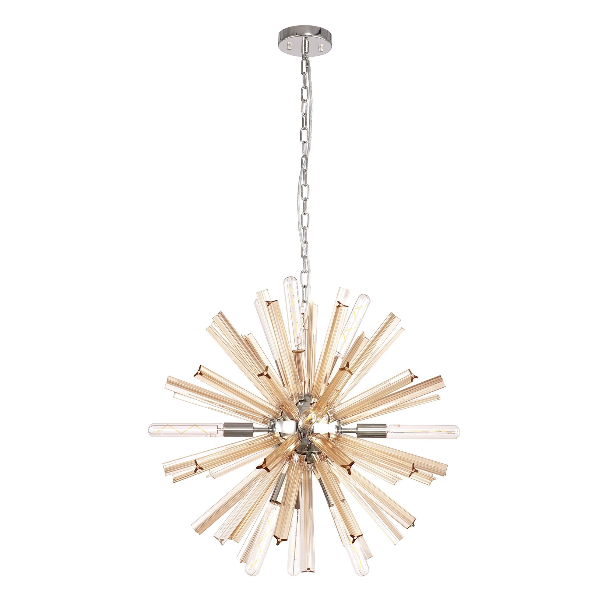 Fabula Wordworth 10 Light Round Pendant - Polished Nickel & Champagne Gold Glass
