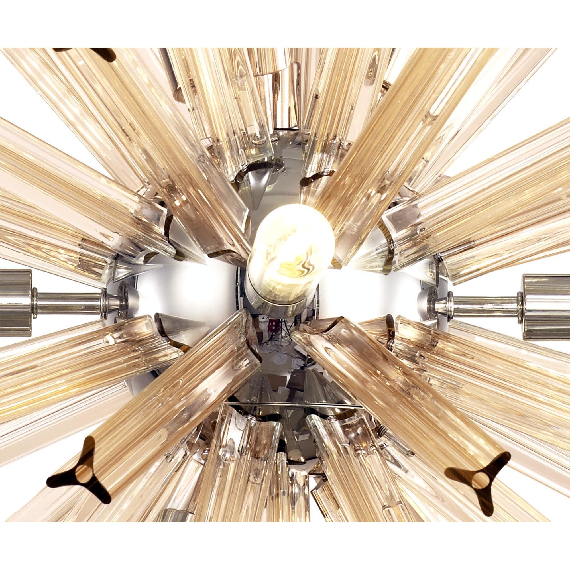 Fabula Wordworth 10 Light Round Pendant - Polished Nickel & Champagne Gold Glass
