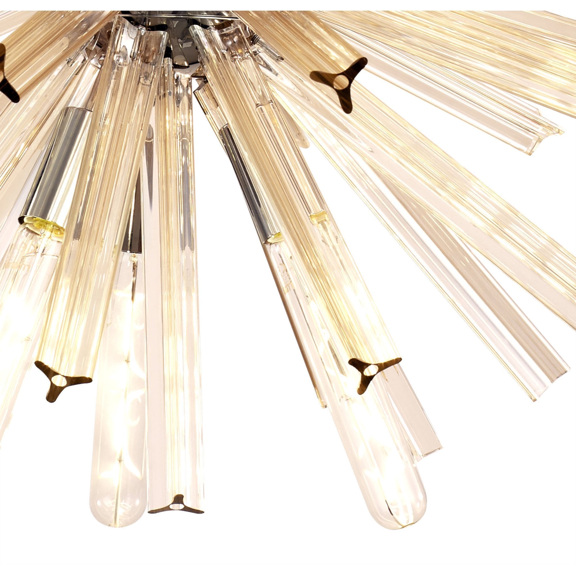 Fabula Wordworth 10 Light Round Pendant - Polished Nickel & Champagne Gold Glass