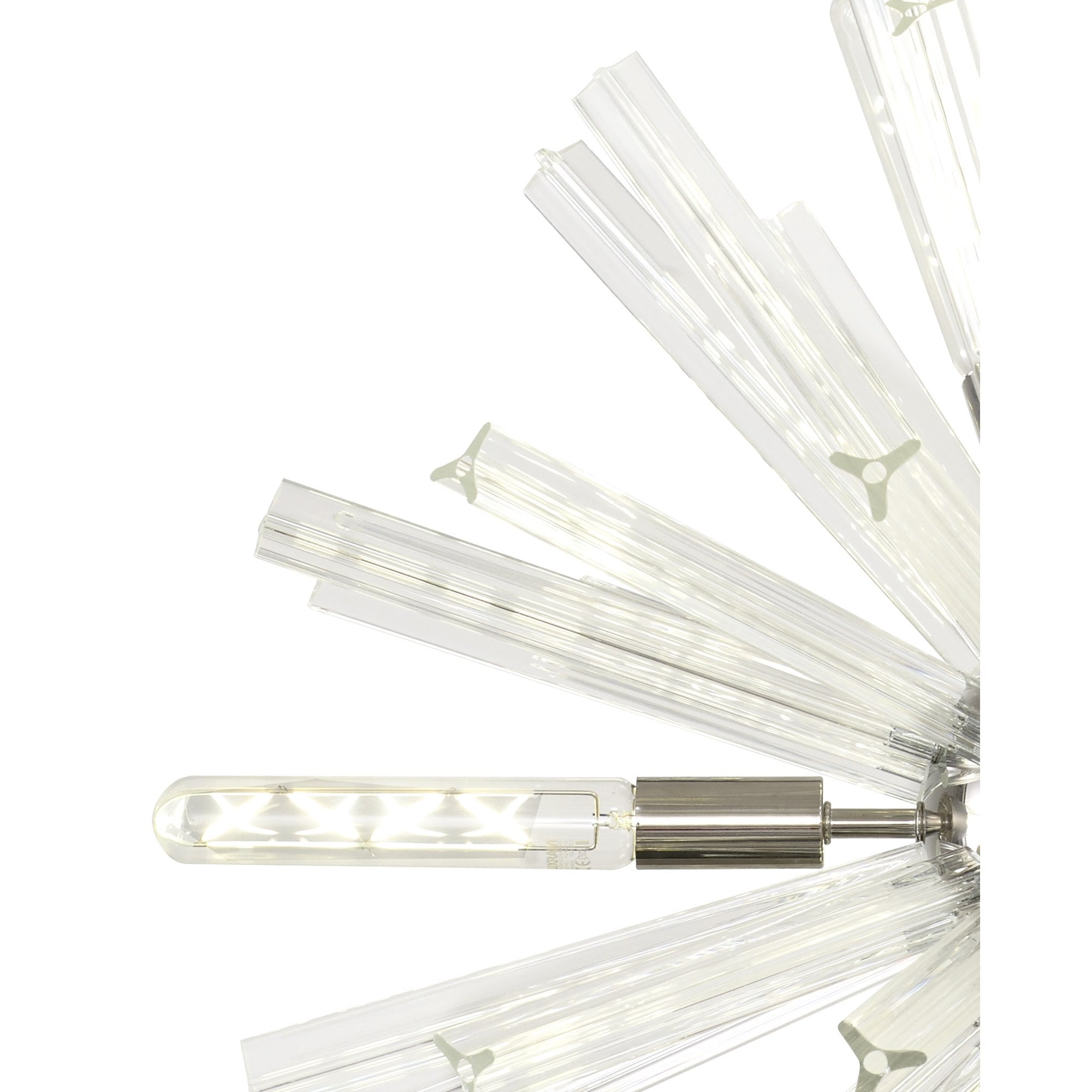 Fabula Wordworth 10 Light Round Pendant - Polished Nickel & Clear Glass