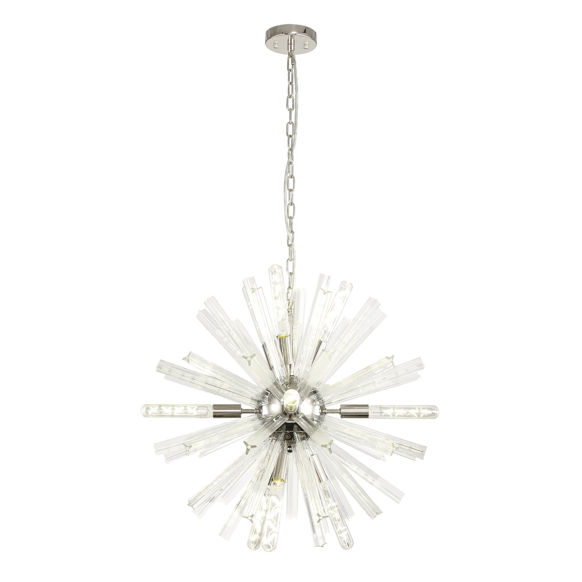 Fabula Wordworth 10 Light Round Pendant - Polished Nickel & Clear Glass