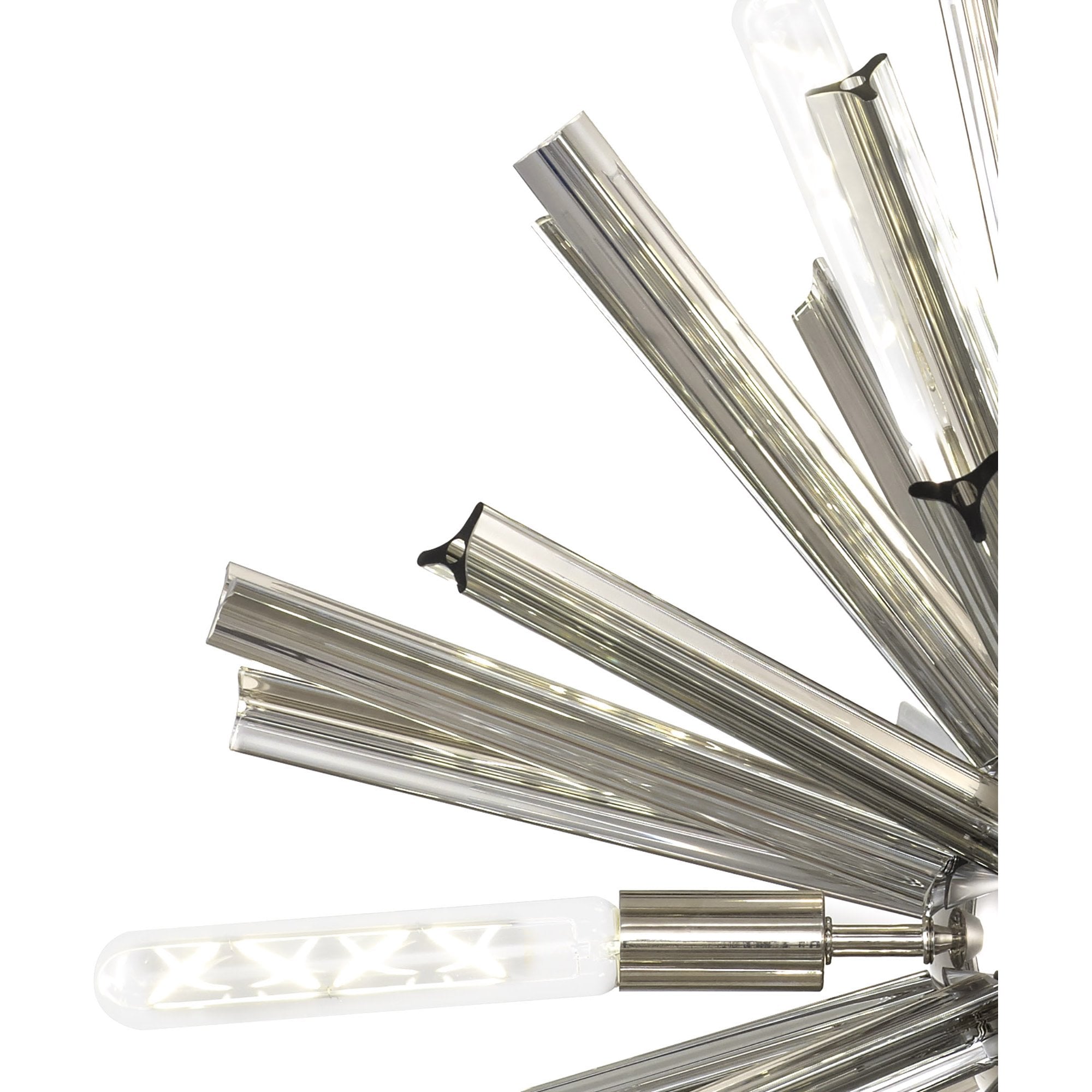 Fabula Wordworth 10 Light Round Pendant - Polished Nickel & Smoke Glass