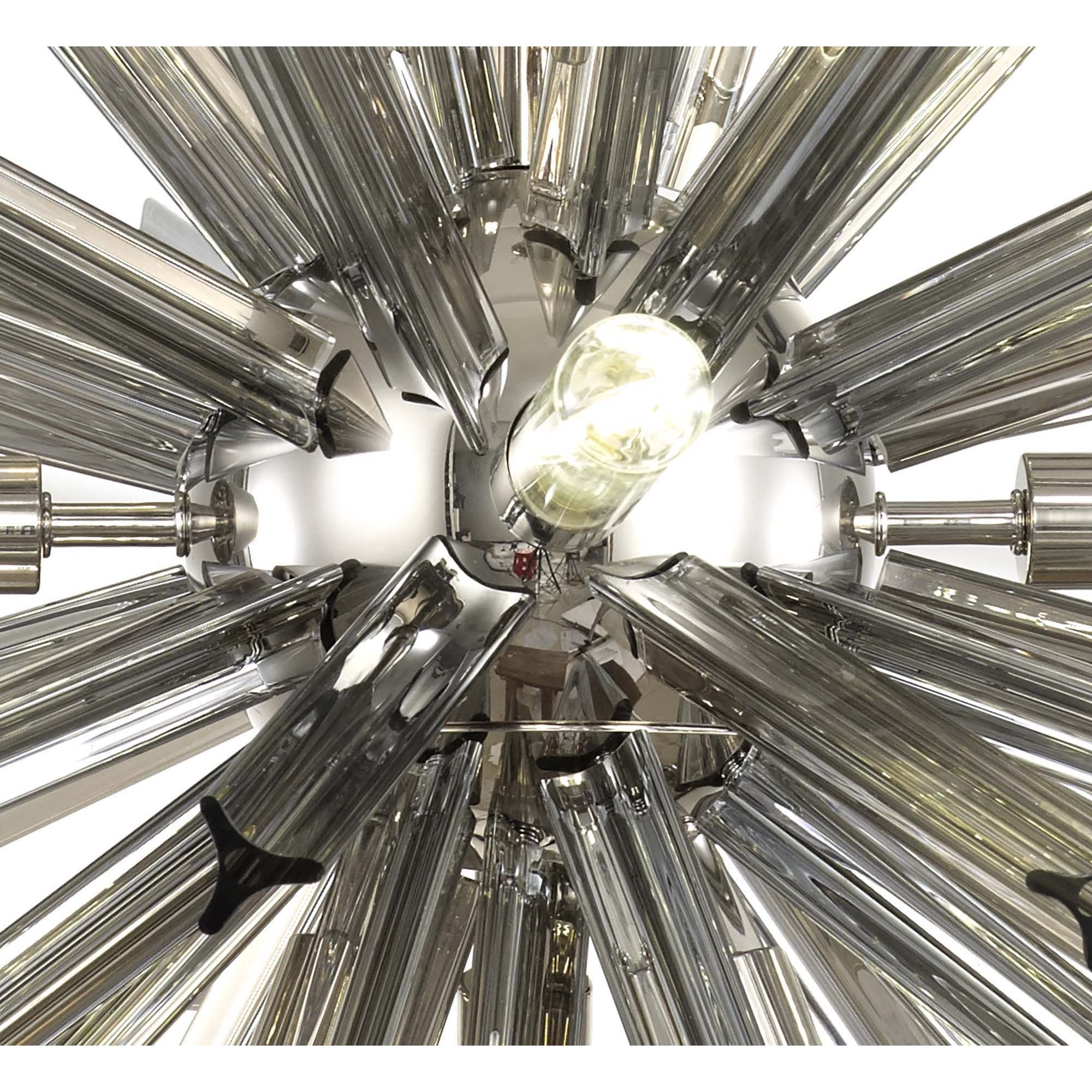 Fabula Wordworth 10 Light Round Pendant - Polished Nickel & Smoke Glass