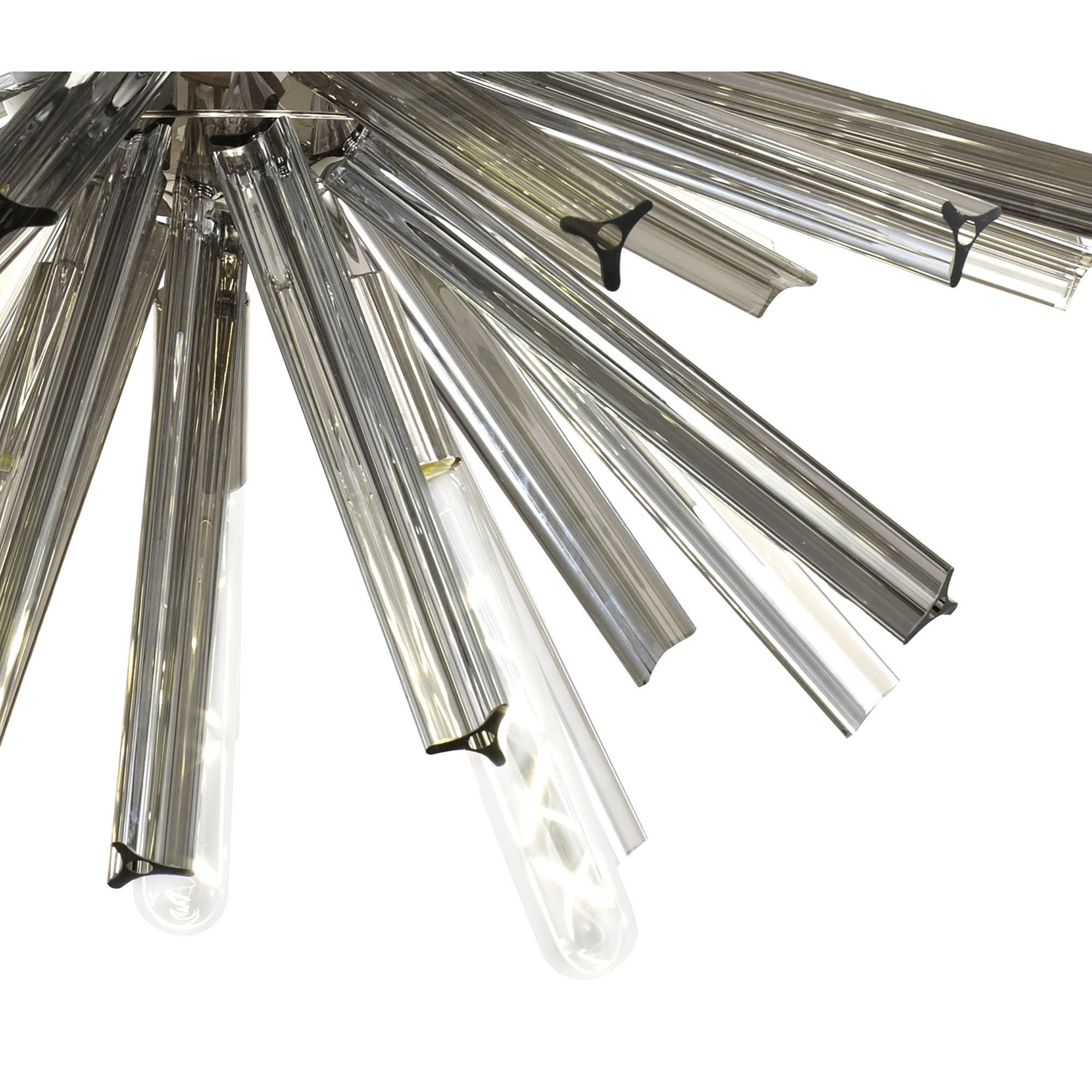 Fabula Wordworth 10 Light Round Pendant - Polished Nickel & Smoke Glass