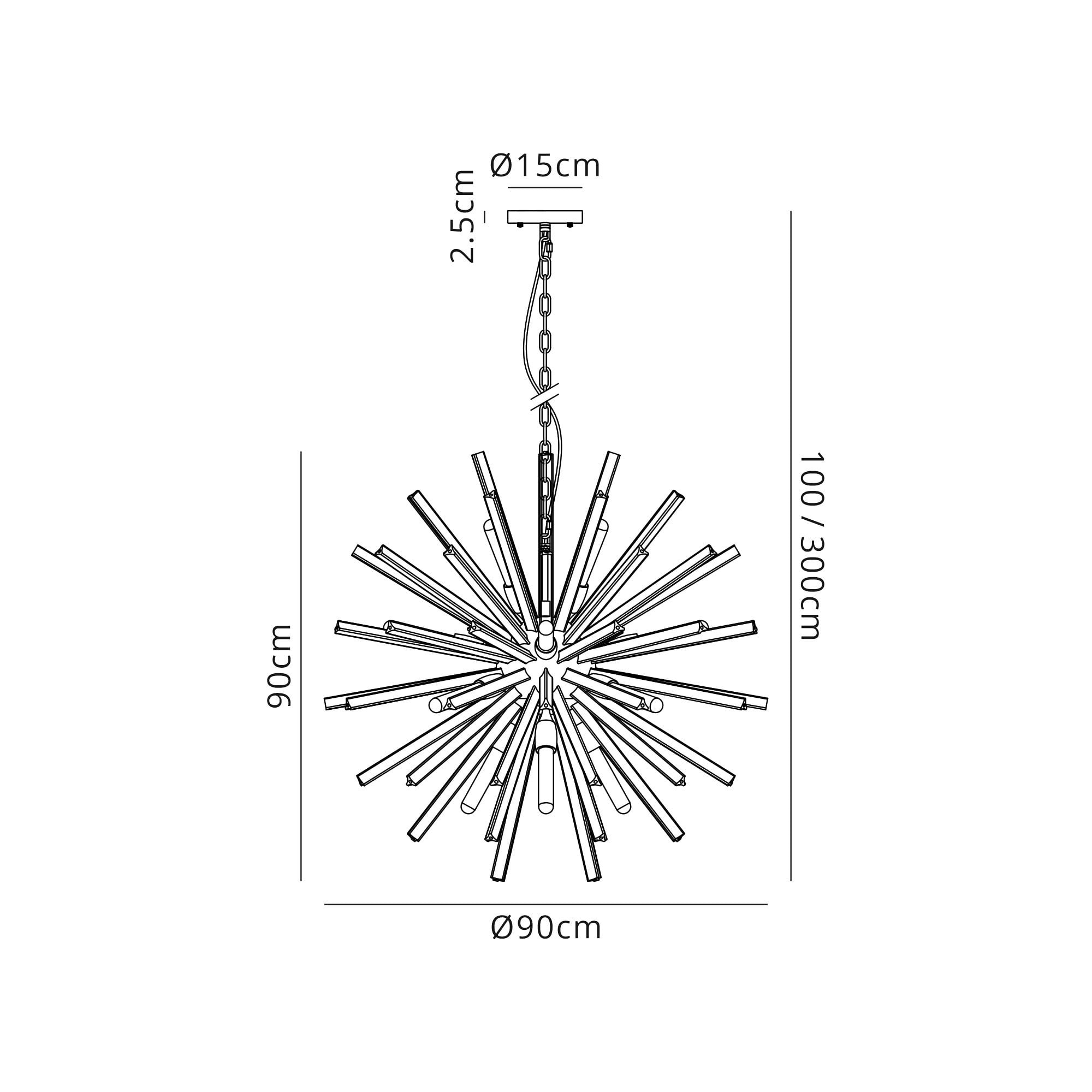 Fabula Wordworth 16 Light Round Pendant - Brown Oxide & Champagne Gold Glass