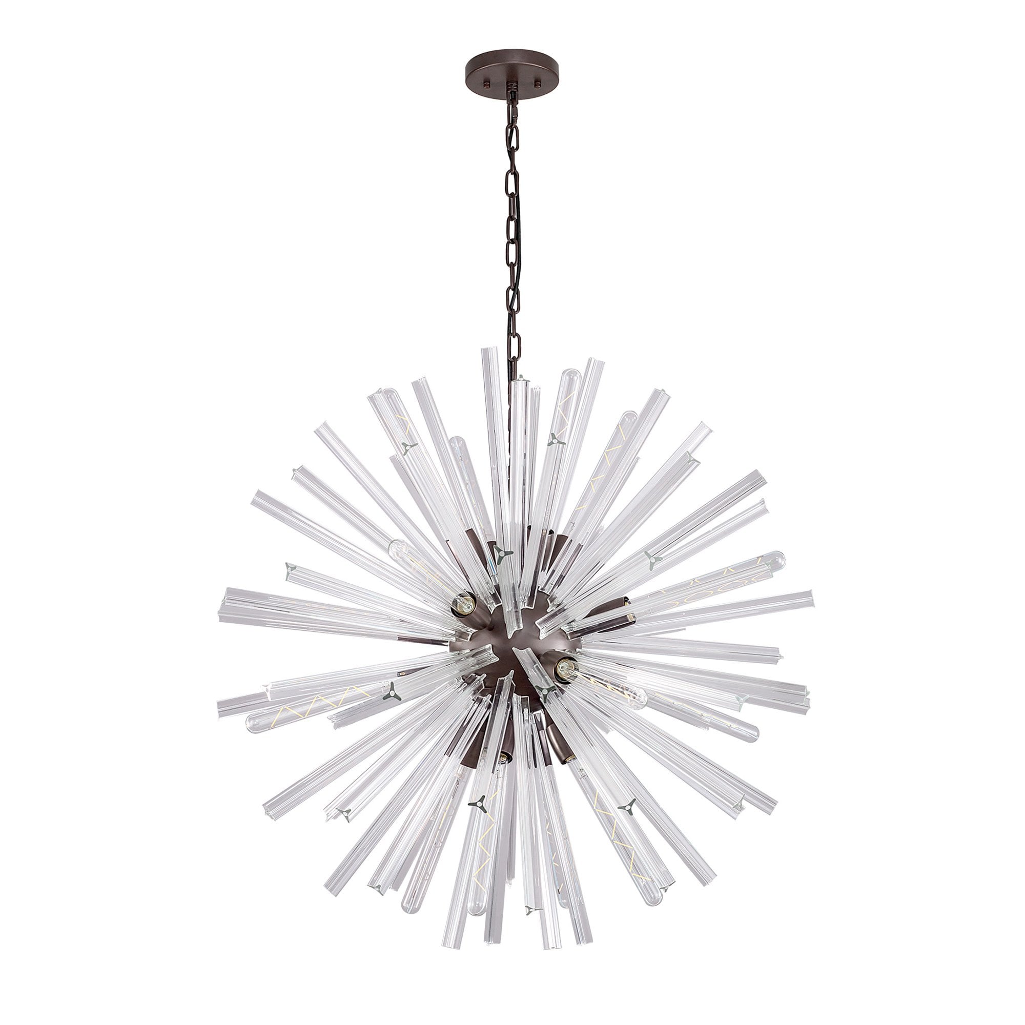 Fabula Wordworth 16 Light Round Pendant - Brown Oxide & Clear Glass