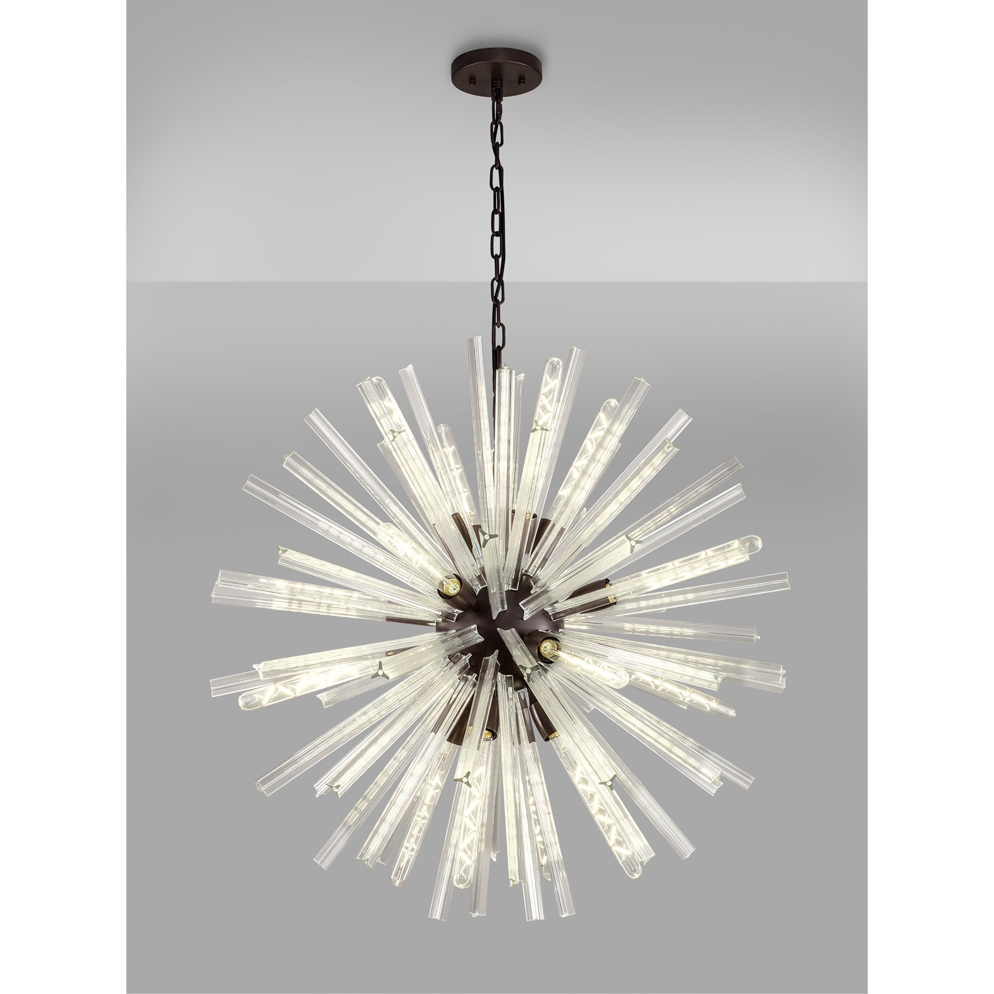 Fabula Wordworth 16 Light Round Pendant - Brown Oxide & Clear Glass