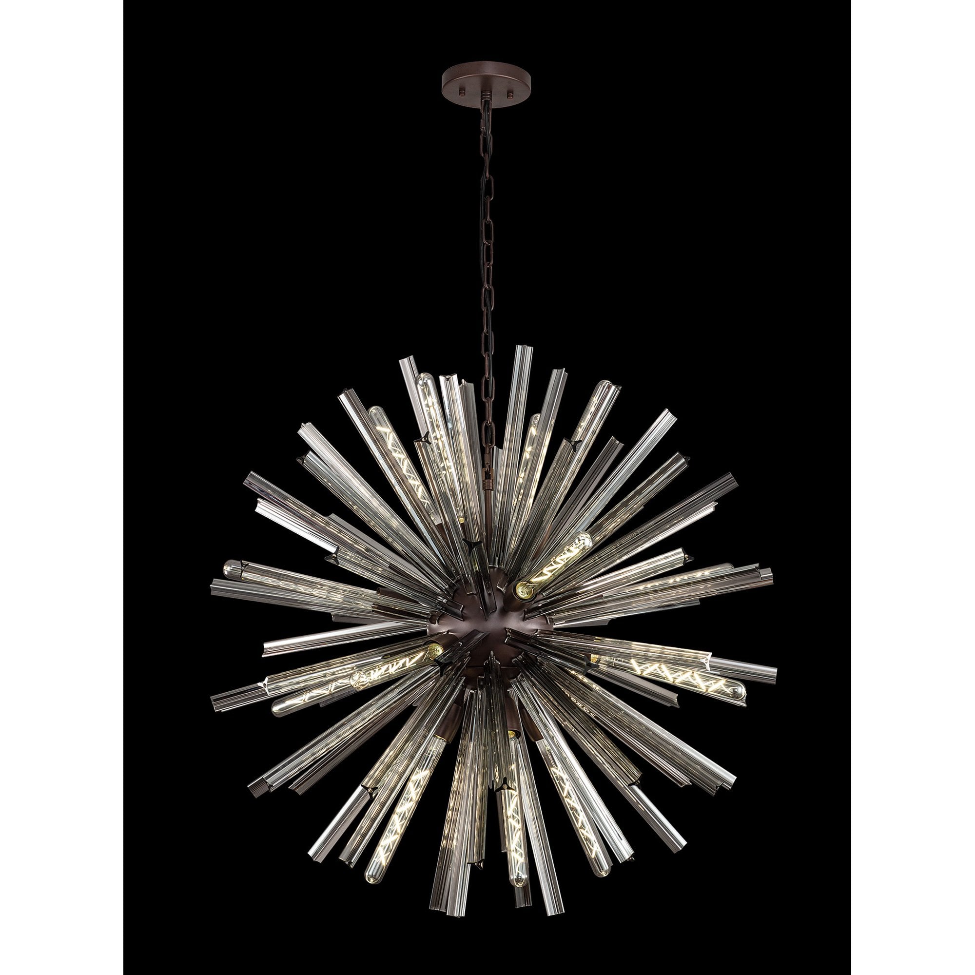 Fabula Wordworth 16 Light Round Pendant - Brown Oxide & Smoke Glass