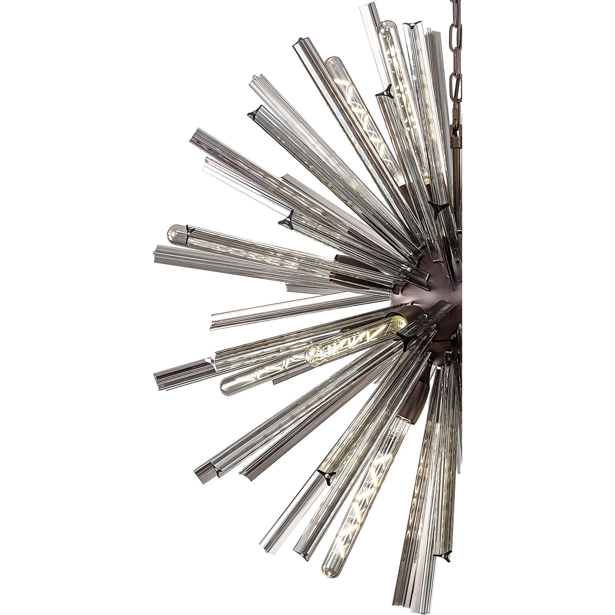 Fabula Wordworth 16 Light Round Pendant - Brown Oxide & Smoke Glass