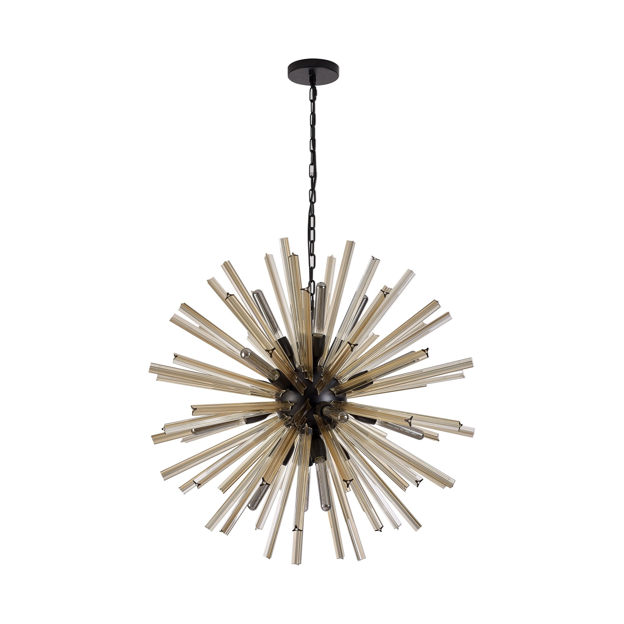 Fabula Wordworth 16 Light Round Pendant - Matt Black & Champagne Gold Glass