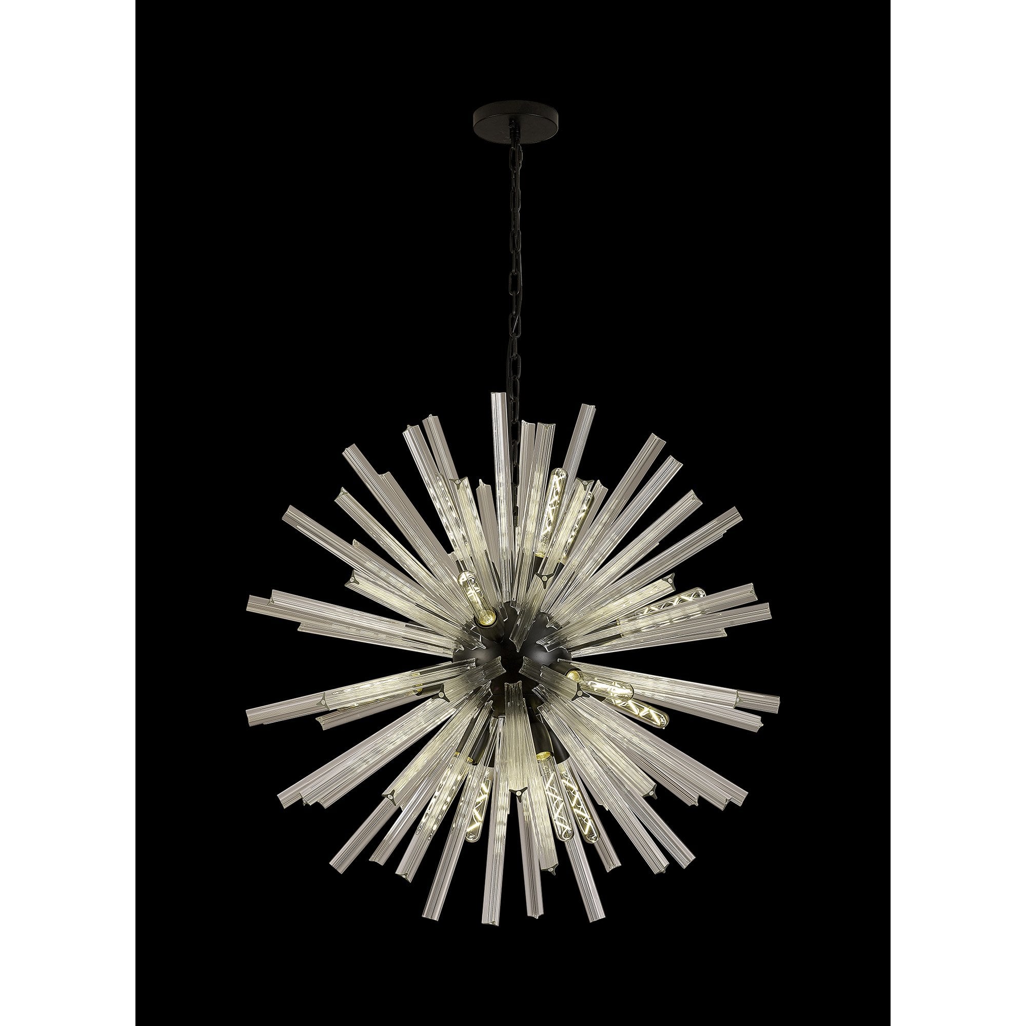 Fabula Wordworth 16 Light Round Pendant - Matt Black & Clear Glass