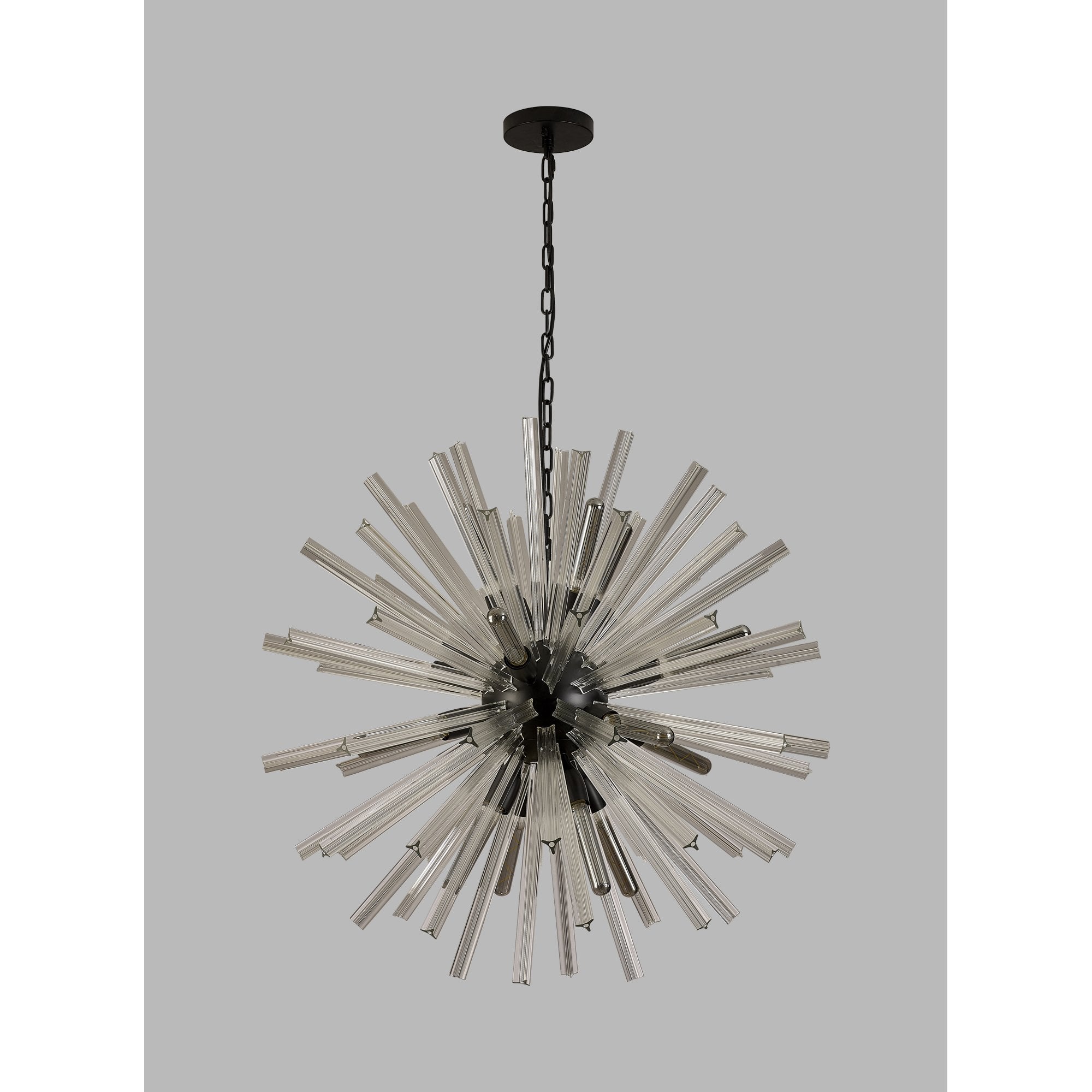 Fabula Wordworth 16 Light Round Pendant - Matt Black & Clear Glass