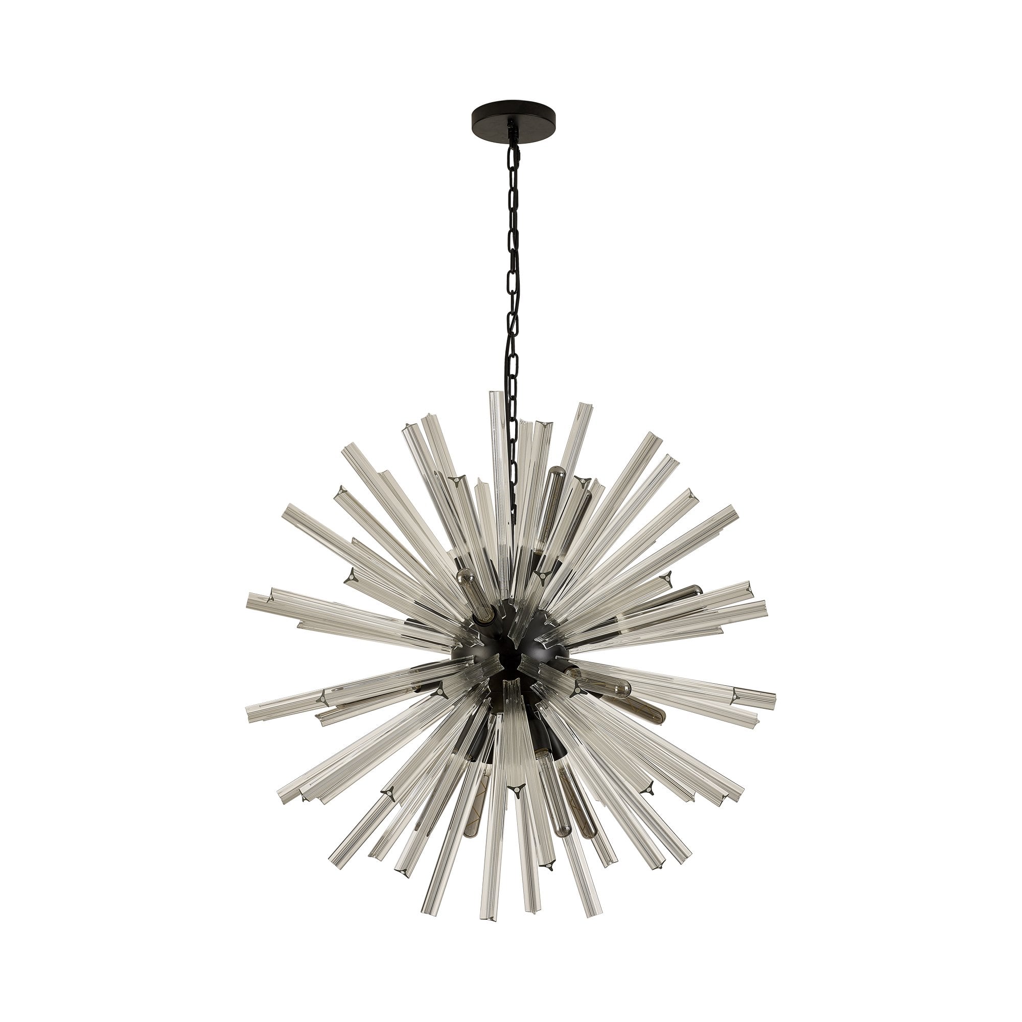 Fabula Wordworth 16 Light Round Pendant - Matt Black & Clear Glass