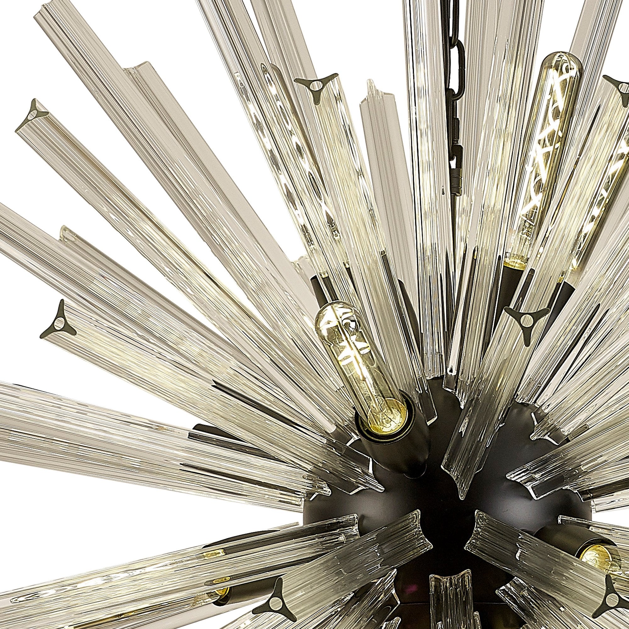 Fabula Wordworth 16 Light Round Pendant - Matt Black & Clear Glass