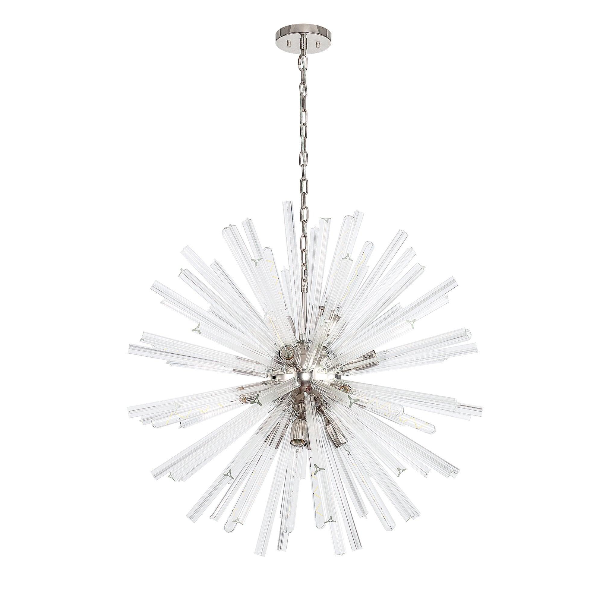 Fabula Wordworth 16 Light Round Pendant - Polished Nickel & Clear Glass