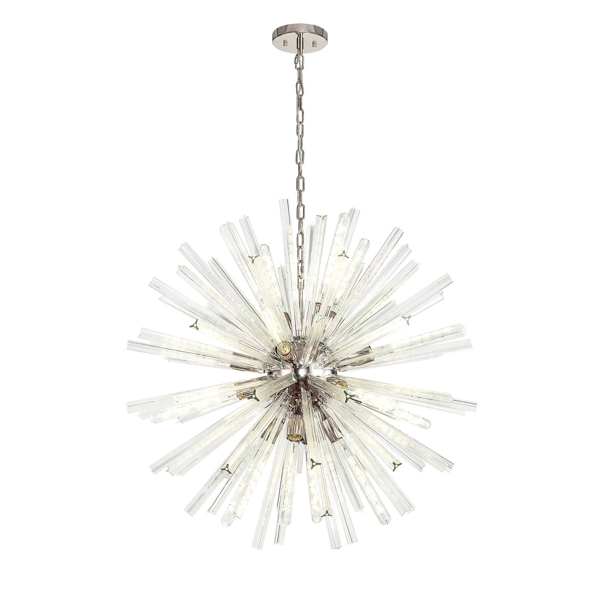 Fabula Wordworth 16 Light Round Pendant - Polished Nickel & Clear Glass