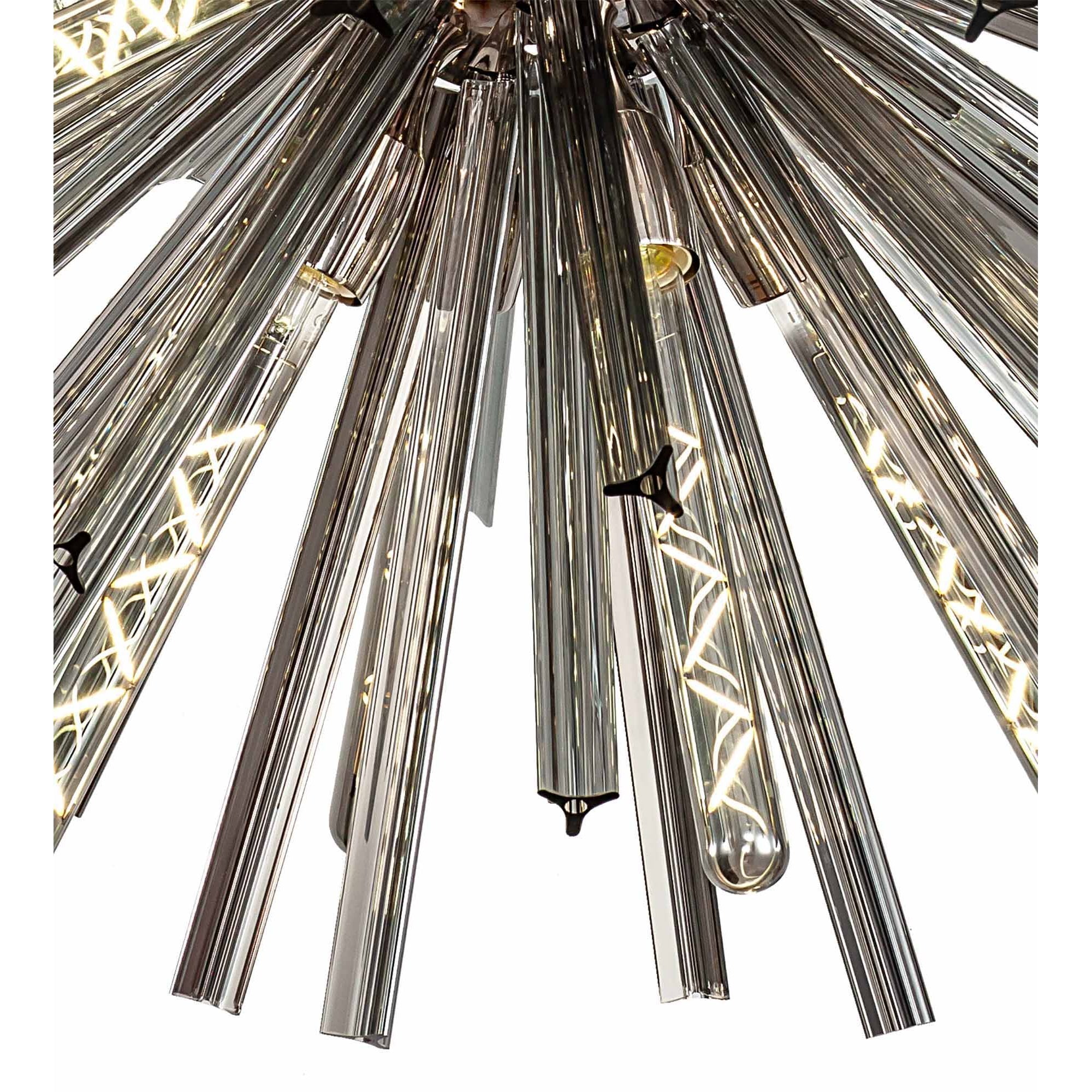 Fabula Wordworth 16 Light Round Pendant - Polished Nickel & Smoke Glass