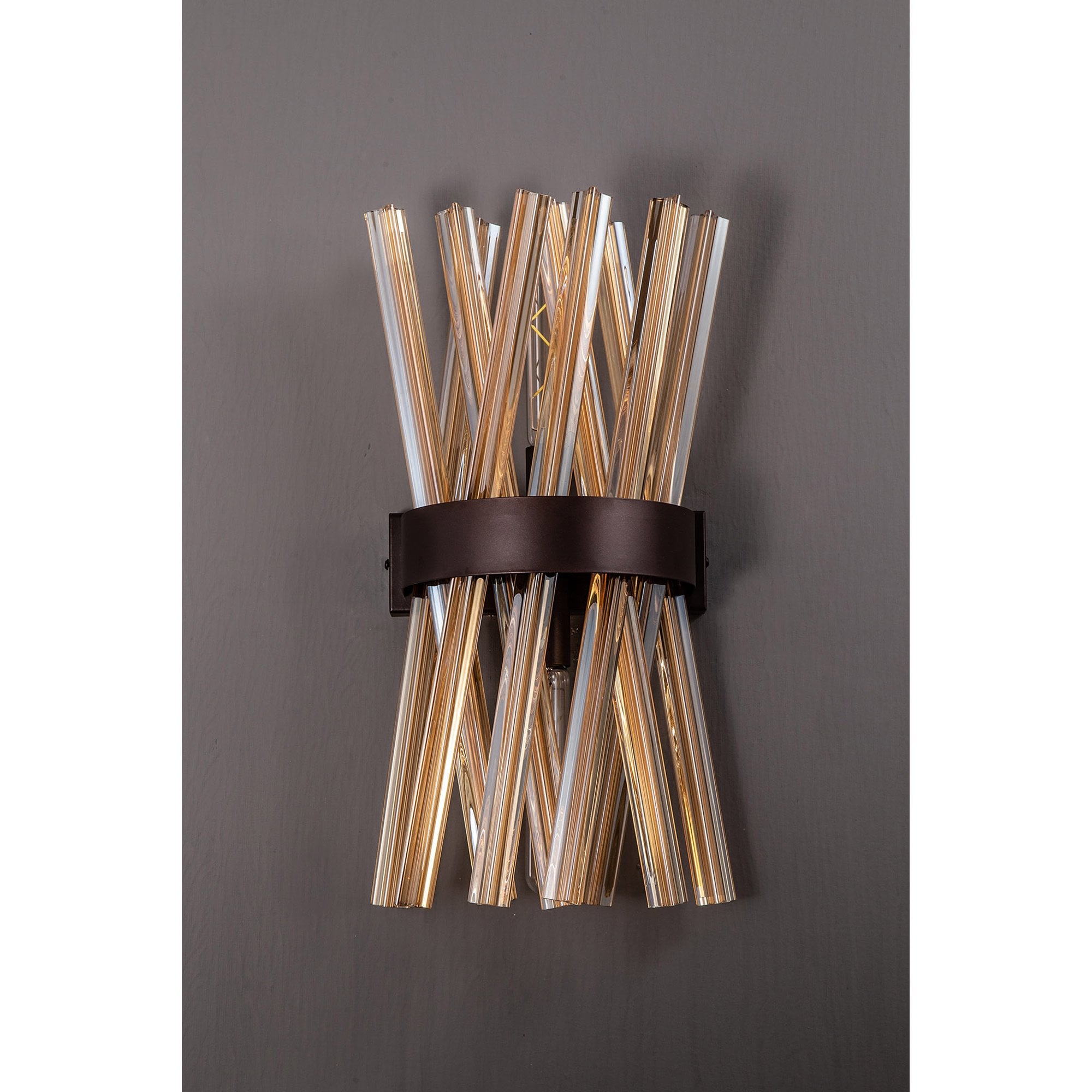 Fabula Wordworth 2 Light Wall Light - Brown Oxide & Champagne Glass