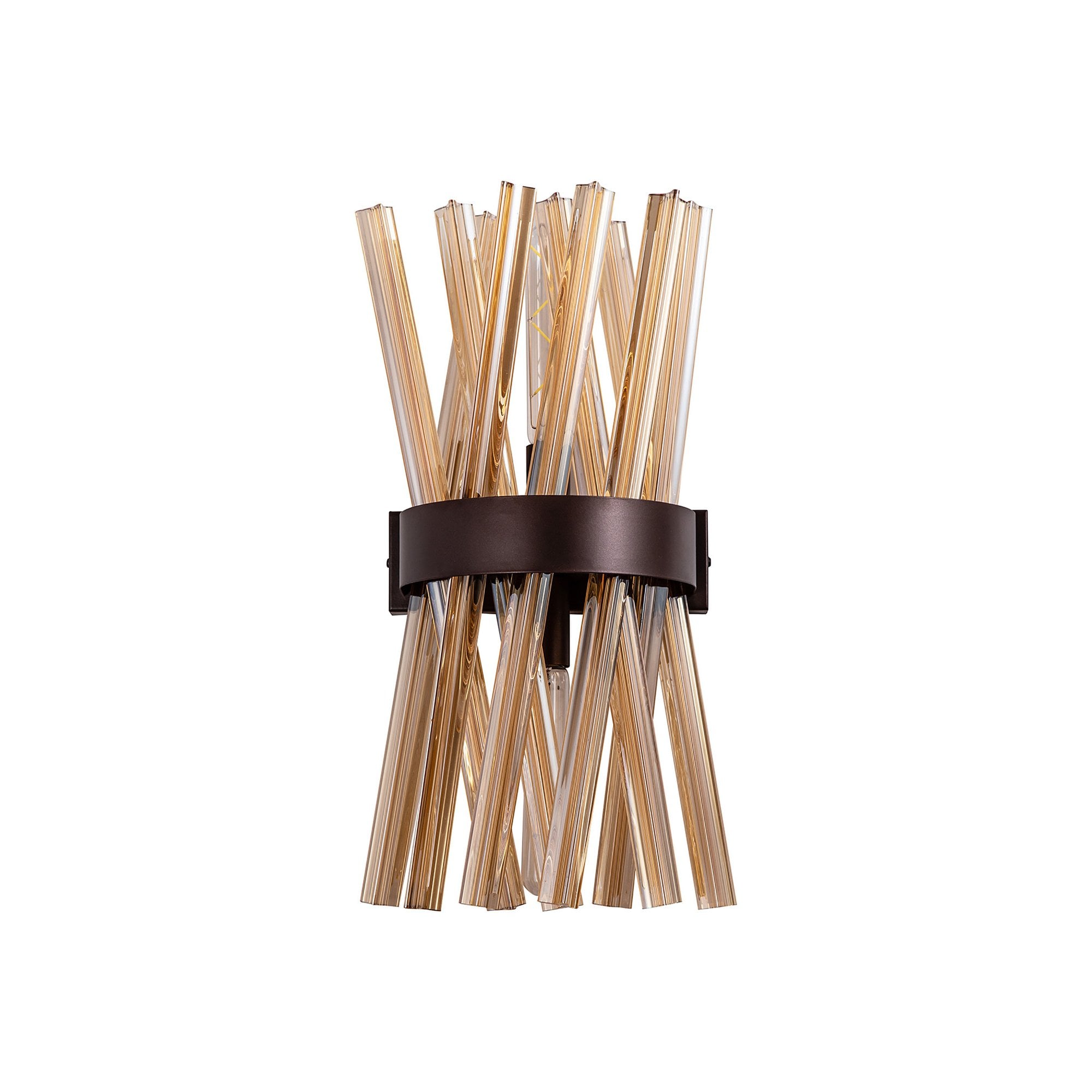 Fabula Wordworth 2 Light Wall Light - Brown Oxide & Champagne Glass