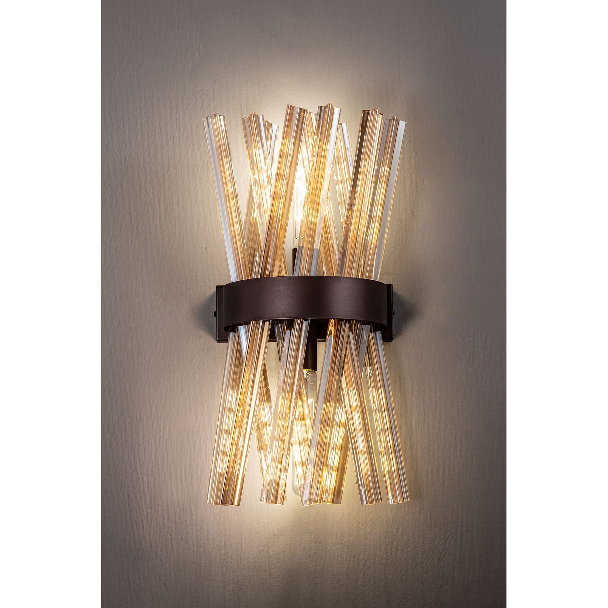 Fabula Wordworth 2 Light Wall Light - Brown Oxide & Champagne Glass