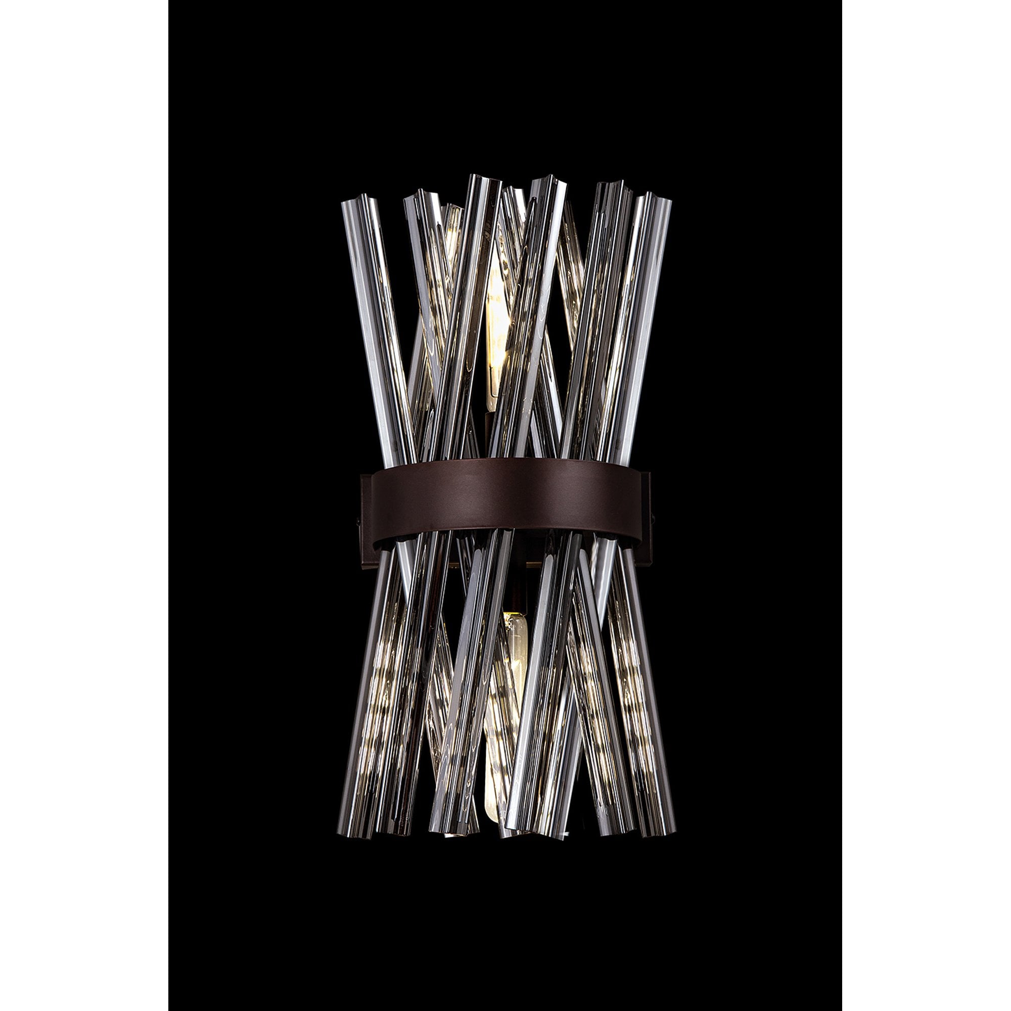 Fabula Wordworth 2 Light Wall Light - Brown Oxide & Smoke Glass