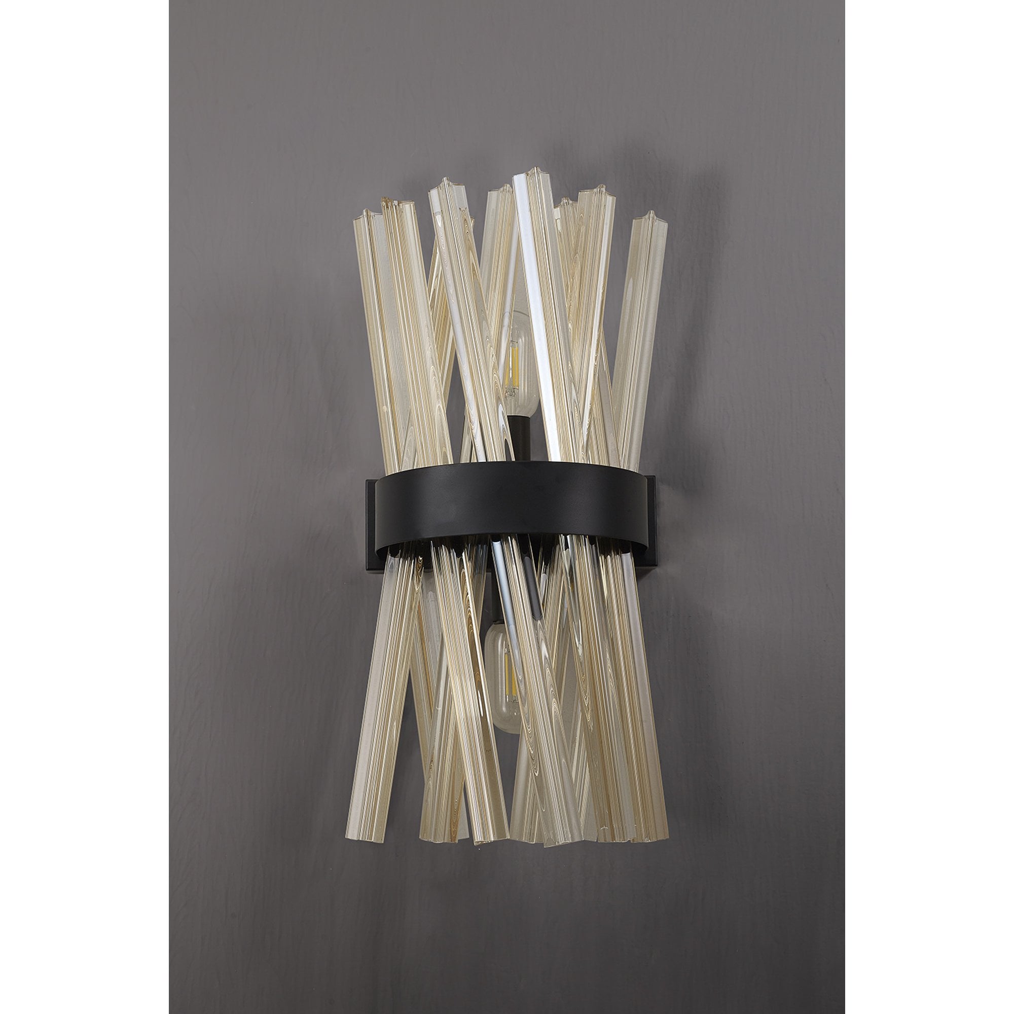 Fabula Wordworth 2 Light Wall Light - Matt Black & Champagne Glass