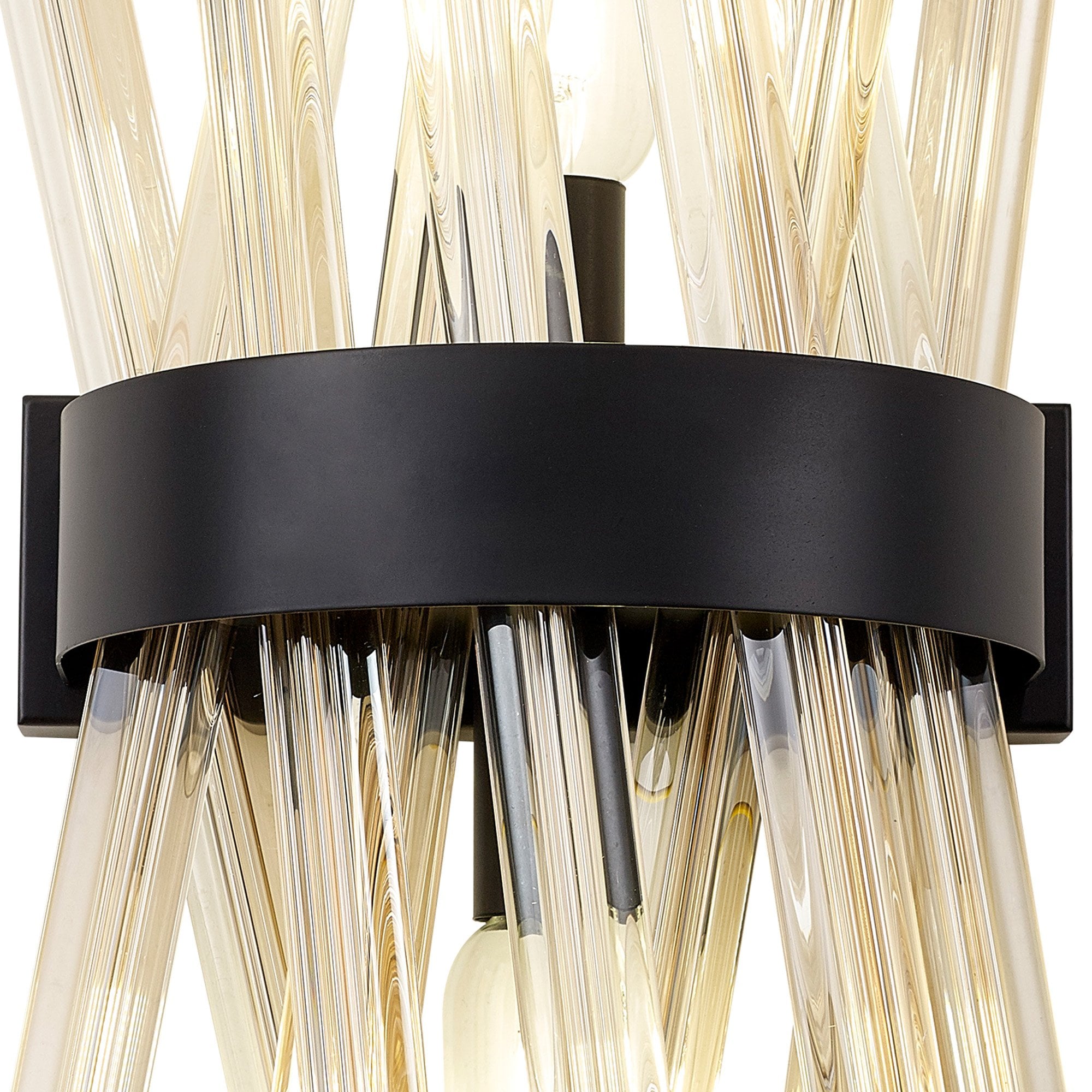 Fabula Wordworth 2 Light Wall Light - Matt Black & Champagne Glass