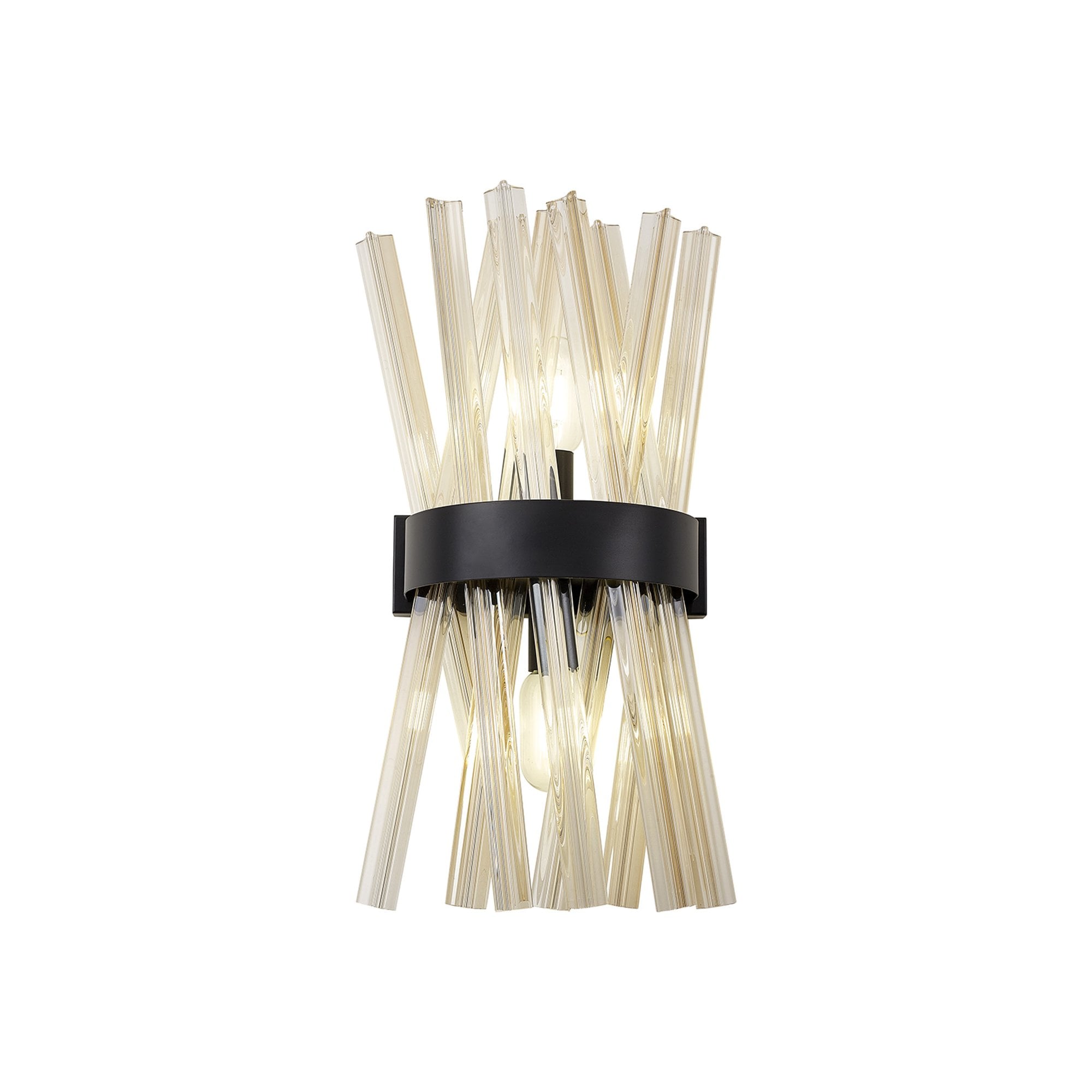 Fabula Wordworth 2 Light Wall Light - Matt Black & Champagne Glass