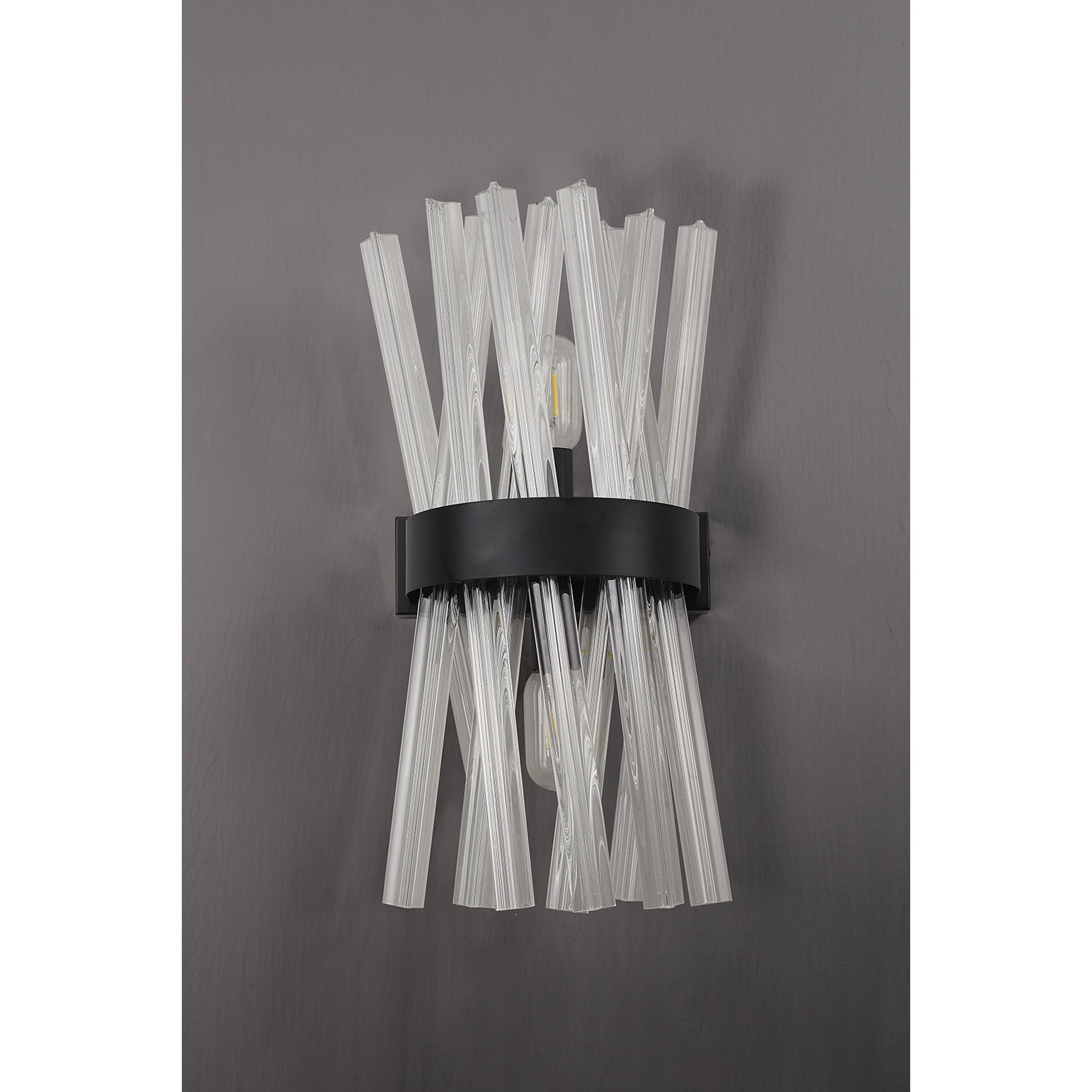 Fabula Wordworth 2 Light Wall Light - Matt Black & Clear Glass