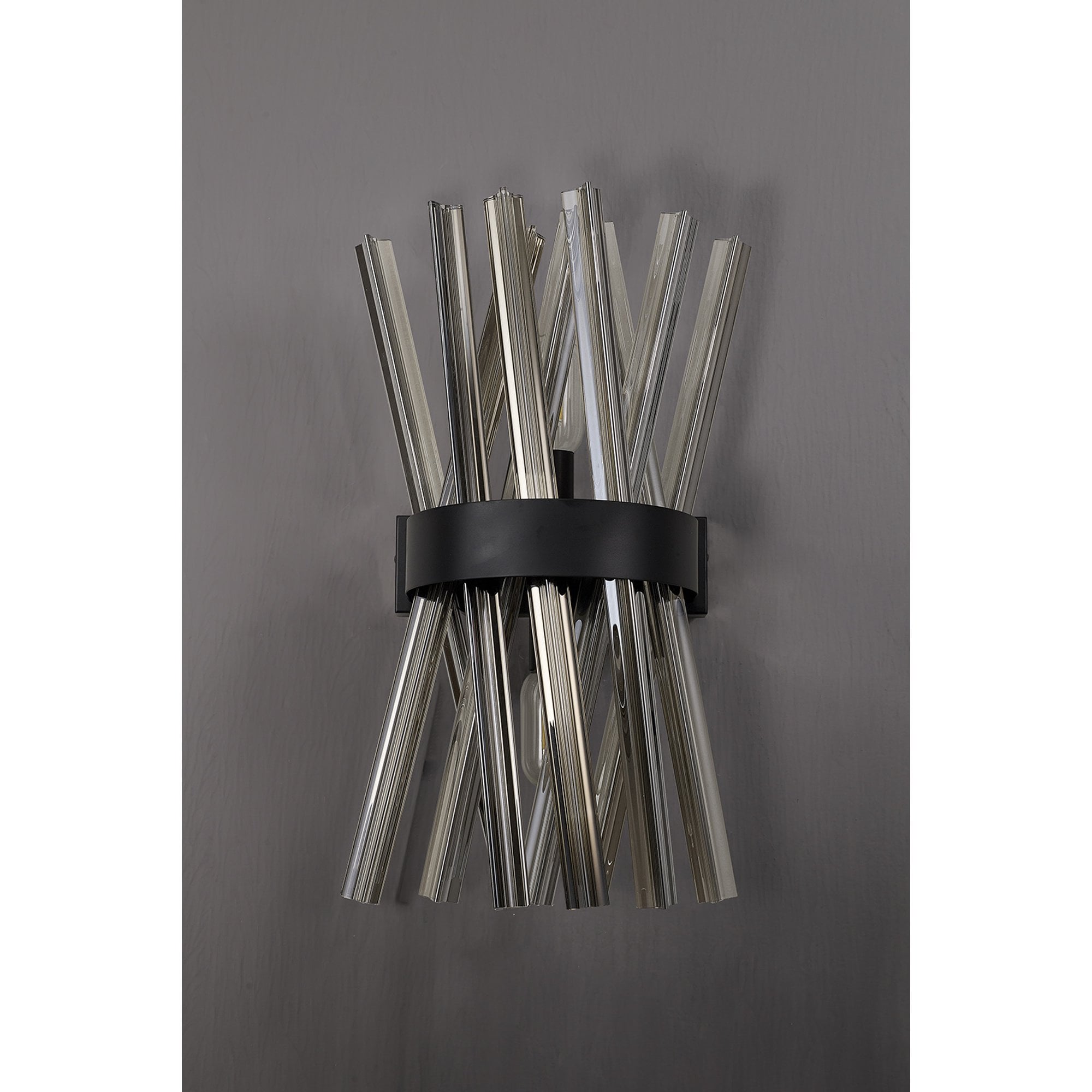 Fabula Wordworth 2 Light Wall Light - Matt Black & Smoke Glass