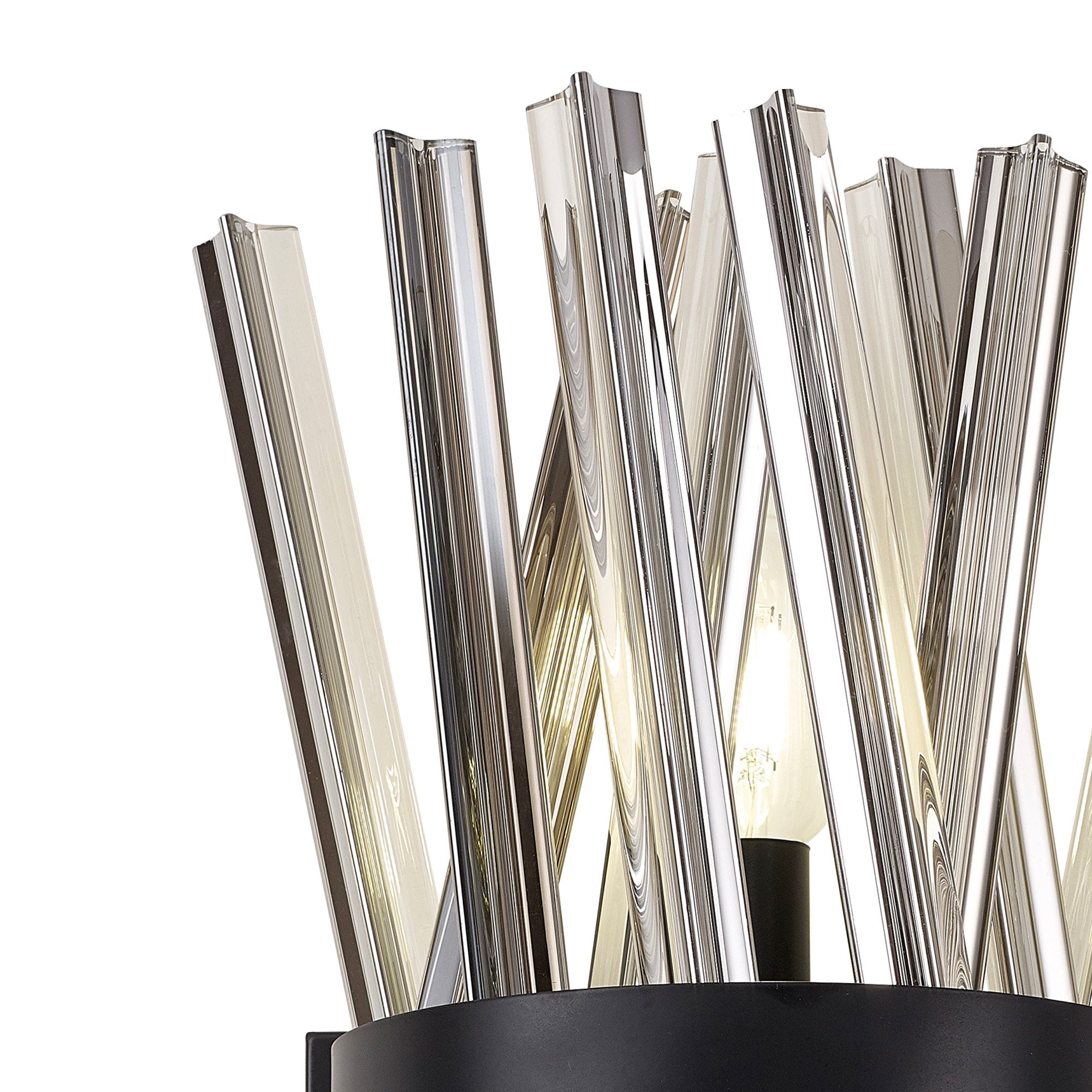 Fabula Wordworth 2 Light Wall Light - Matt Black & Smoke Glass