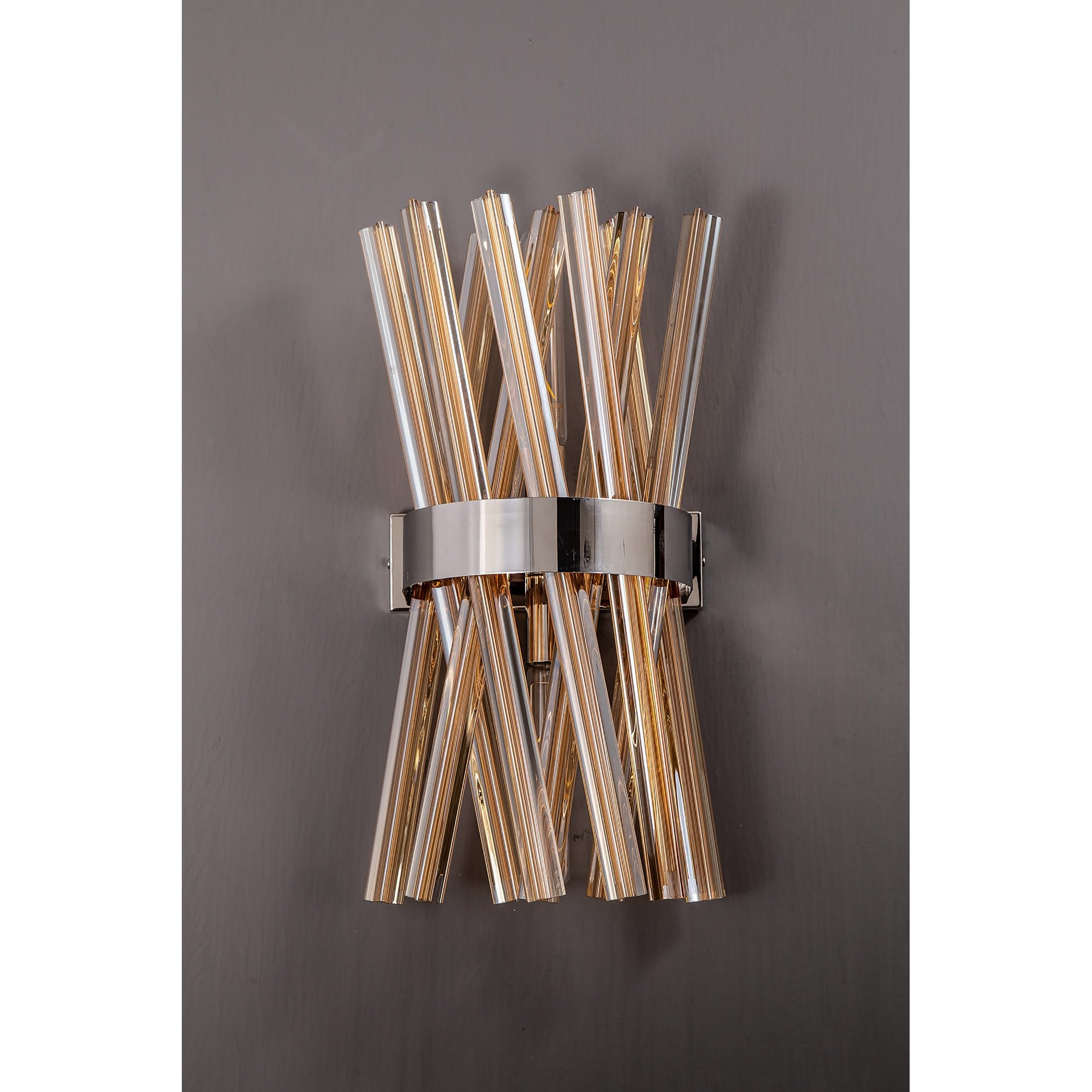 Fabula Wordworth 2 Light Wall Light - Polished Nickel & Champagne Glass