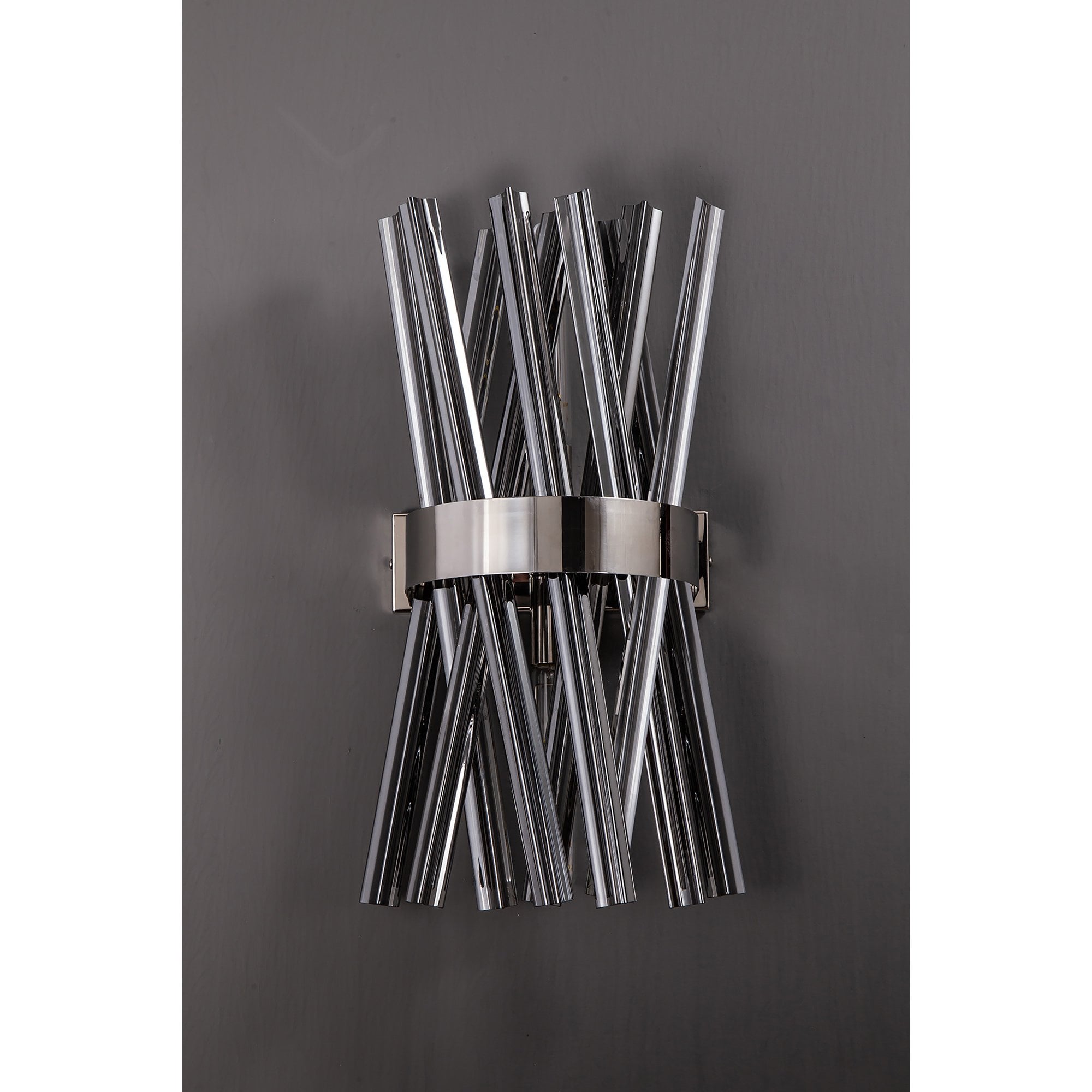 Fabula Wordworth 2 Light Wall Light - Polished Nickel & Smoke Glass