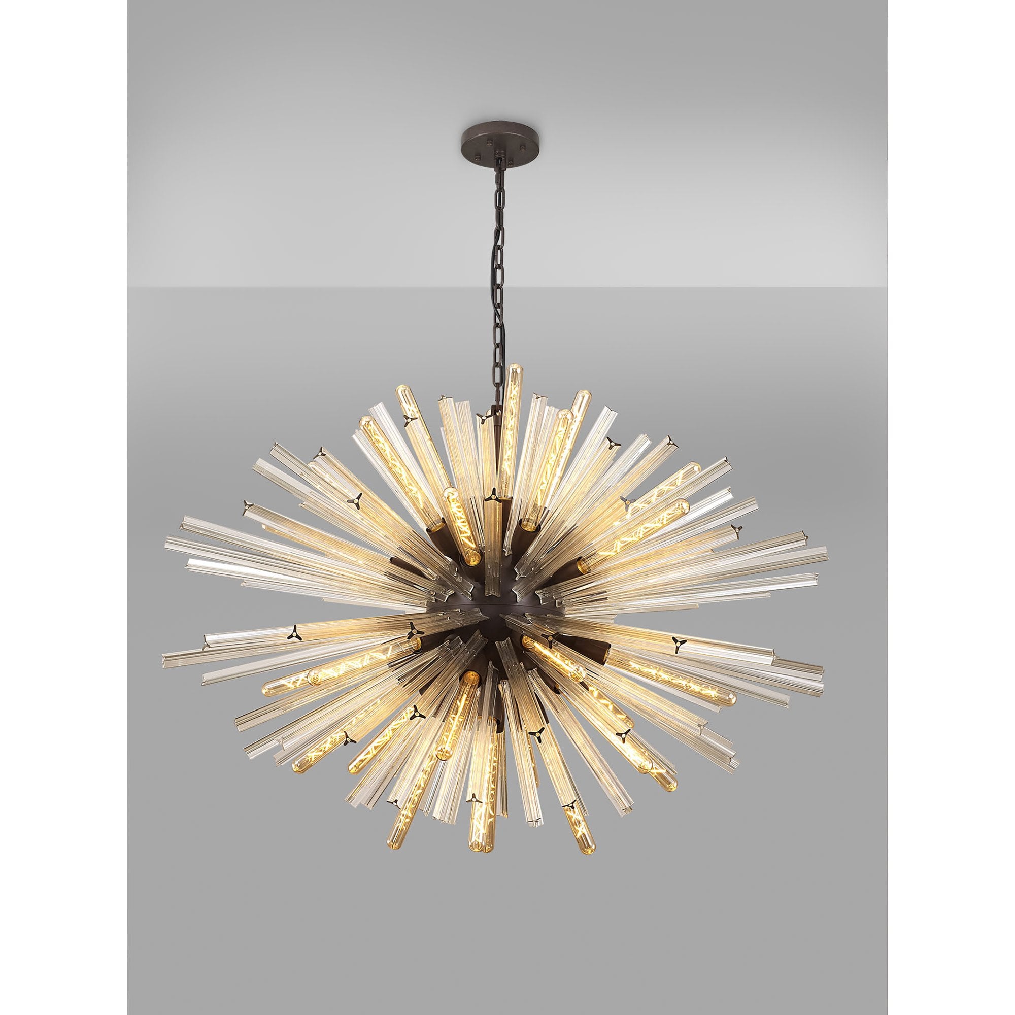 Fabula Wordworth 32 Light Oval Pendant - Brown Oxide & Champagne Glass