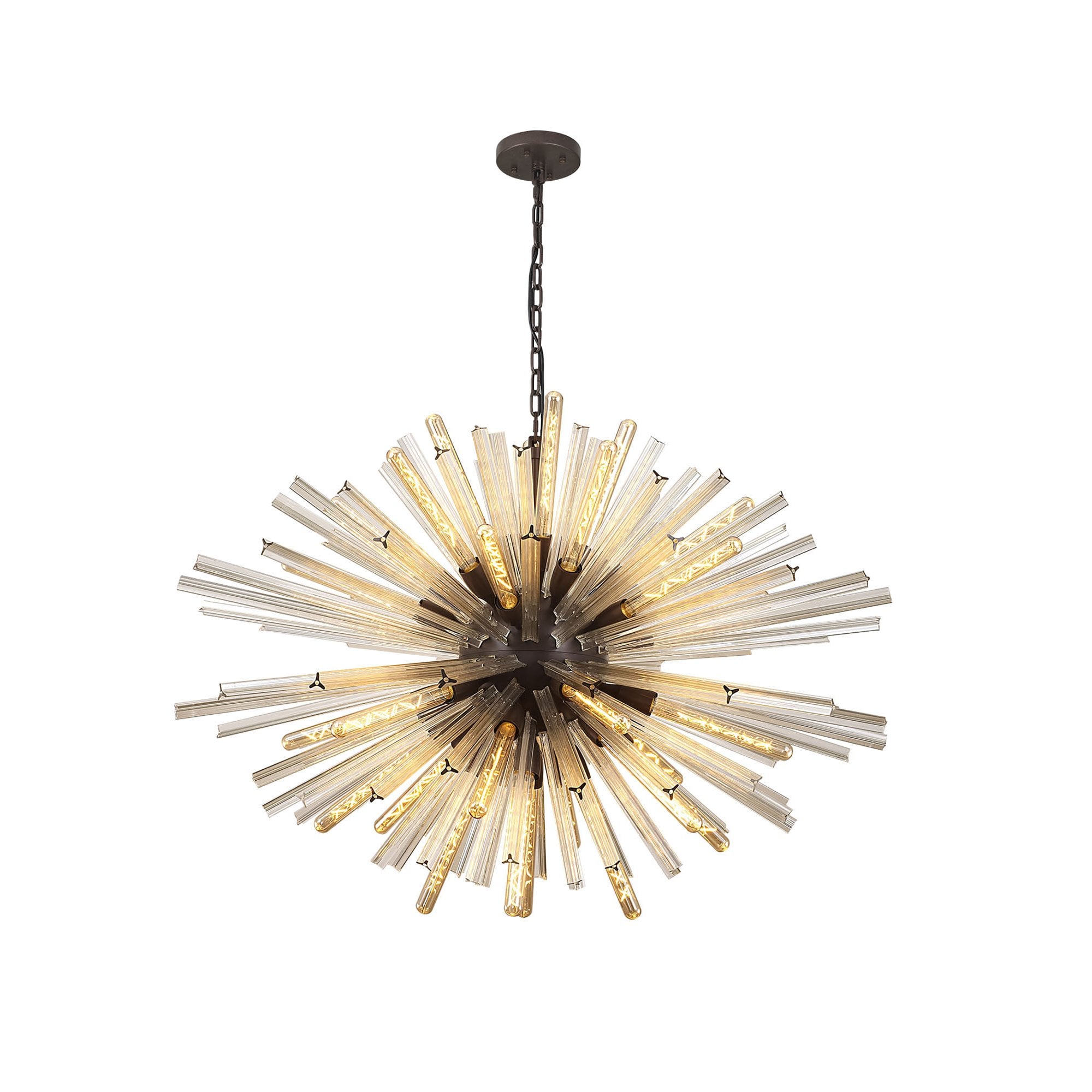 Fabula Wordworth 32 Light Oval Pendant - Brown Oxide & Champagne Glass