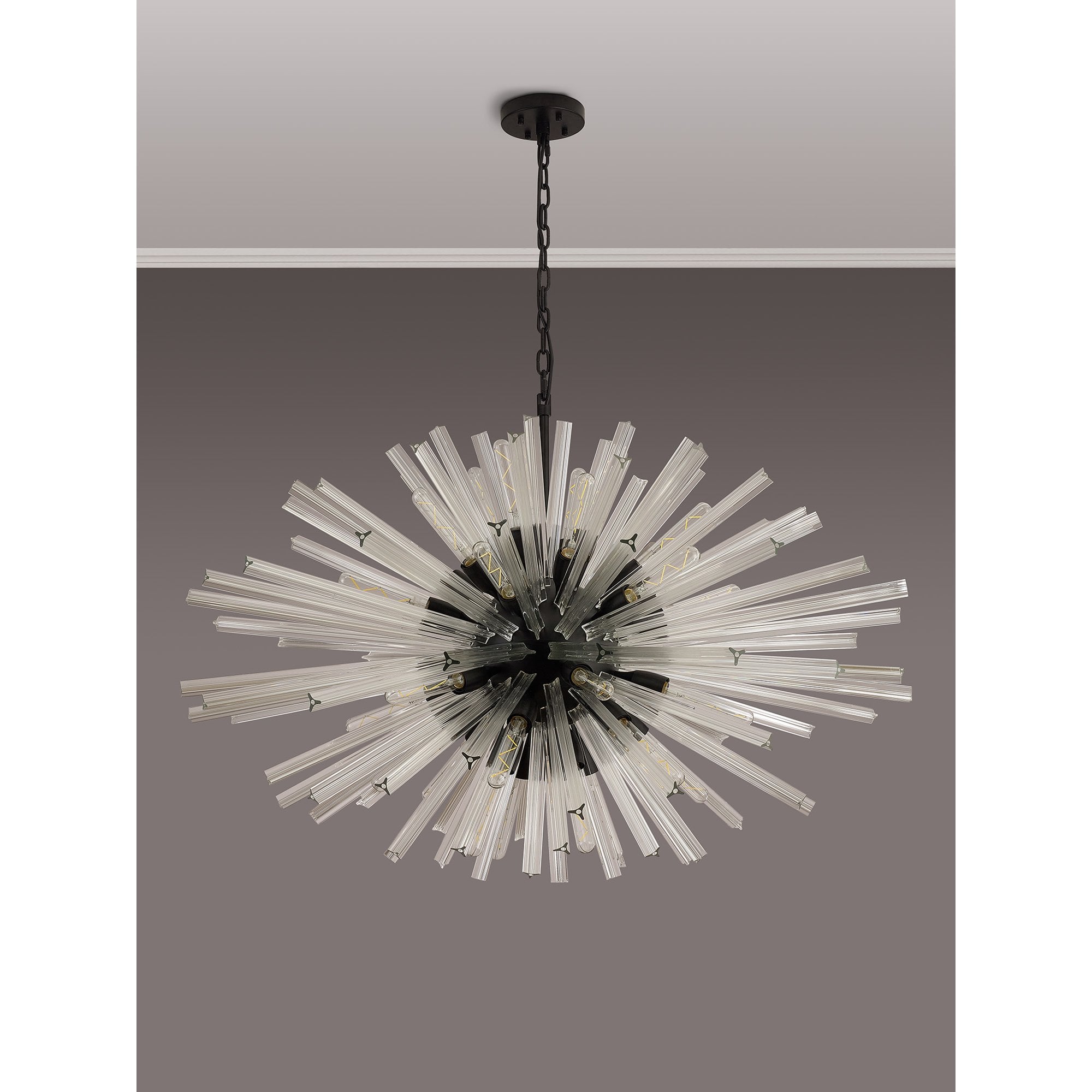 Fabula Wordworth 32 Light Oval Pendant - Matt Black & Clear Glass