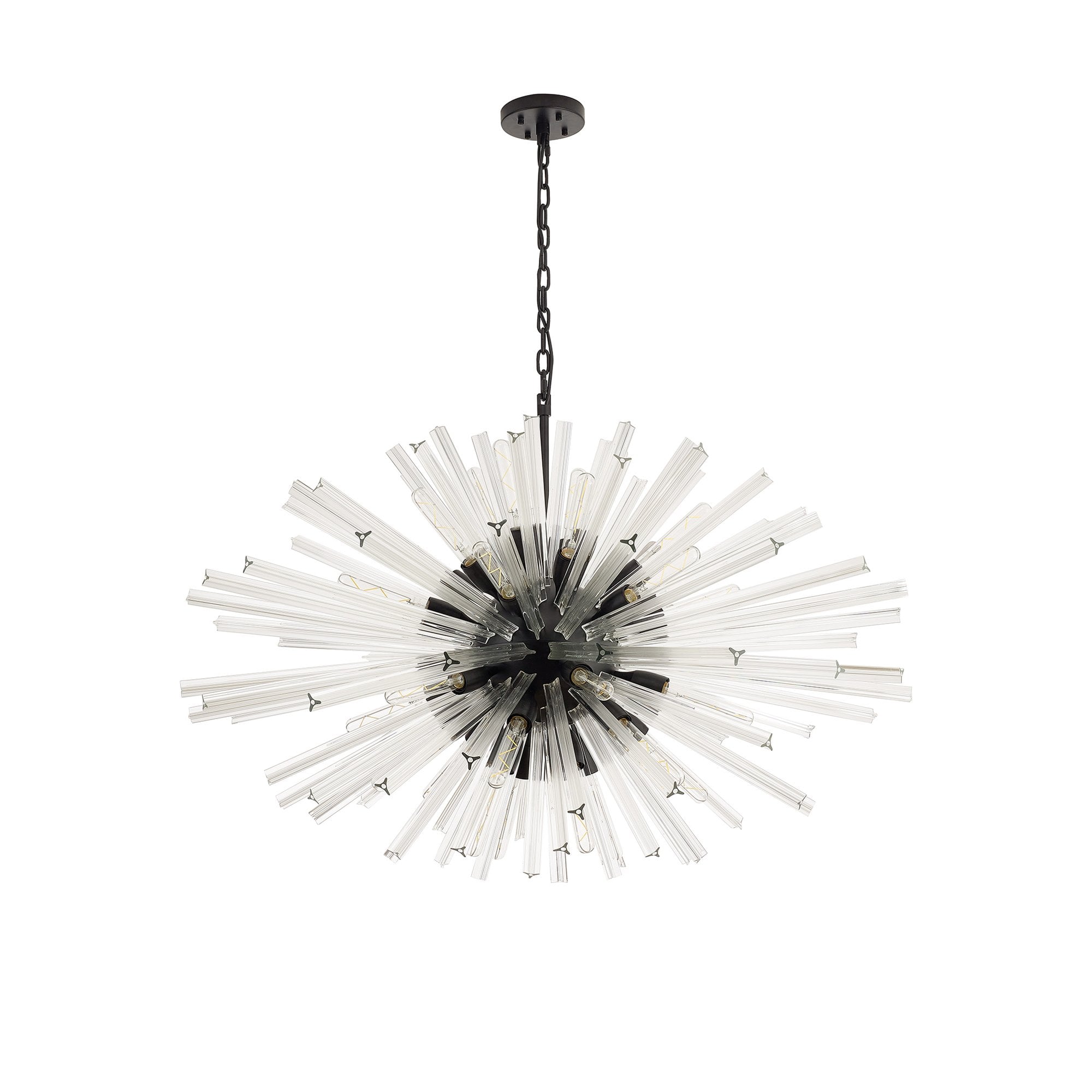 Fabula Wordworth 32 Light Oval Pendant - Matt Black & Clear Glass