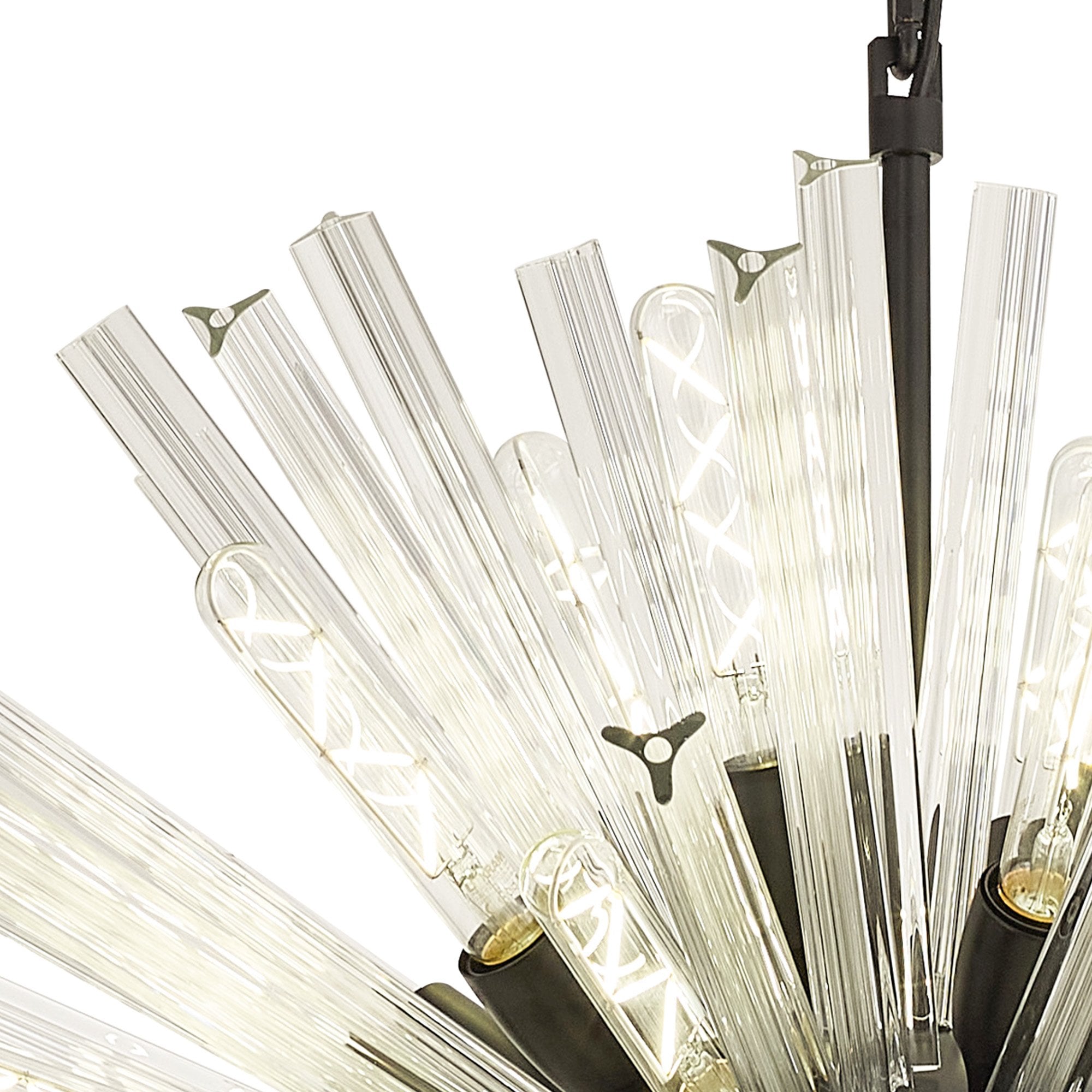 Fabula Wordworth 32 Light Oval Pendant - Matt Black & Clear Glass